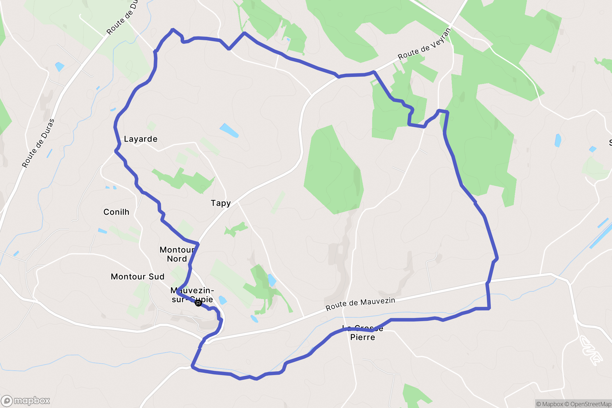 Mauvezin-sur-Gupie : carte du parcours de randonnée - France