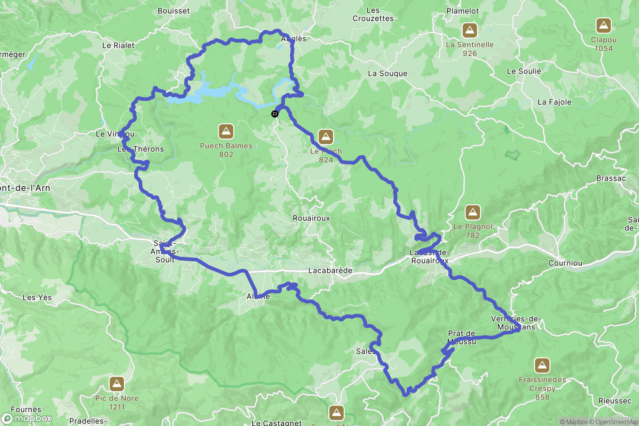 Anglès : carte du parcours de randonnée - France