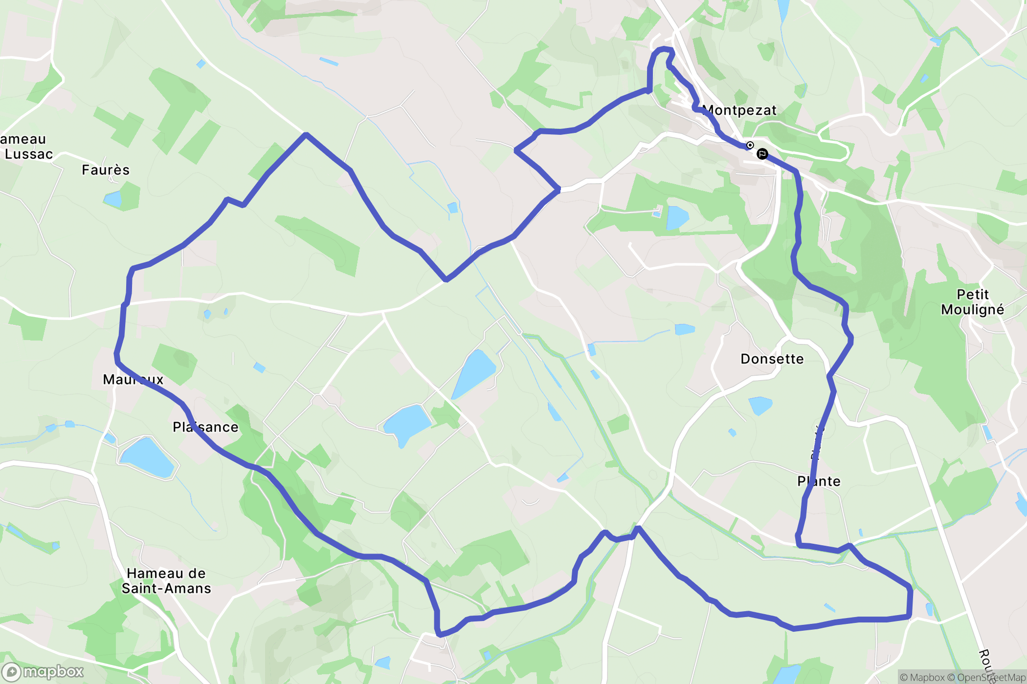 Montpezat-d'Agenais : carte du parcours de randonnée - France