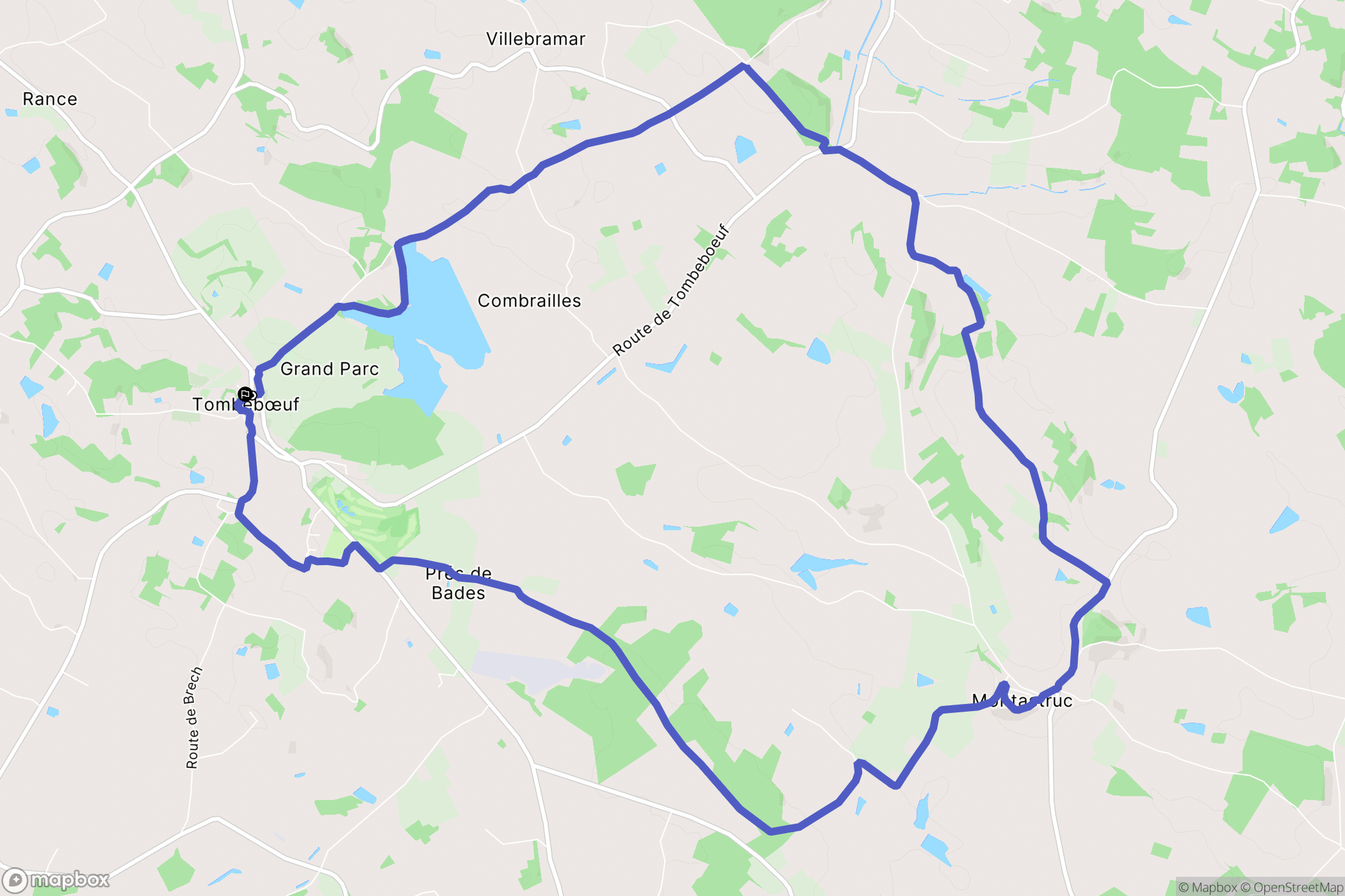 Tombebœuf : carte du parcours de randonnée - France