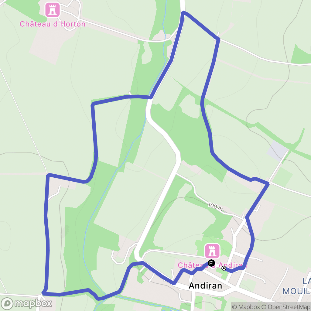Andiran : carte du parcours de randonnée - France