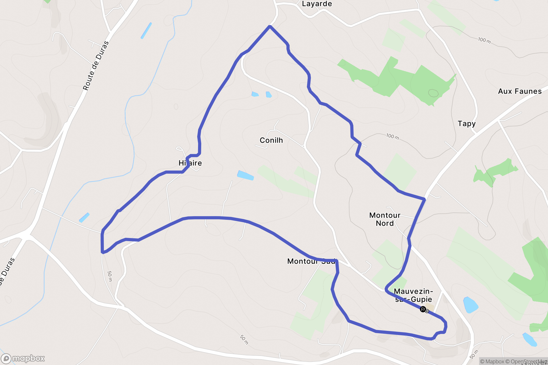 Mauvezin-sur-Gupie : carte du parcours de randonnée - France