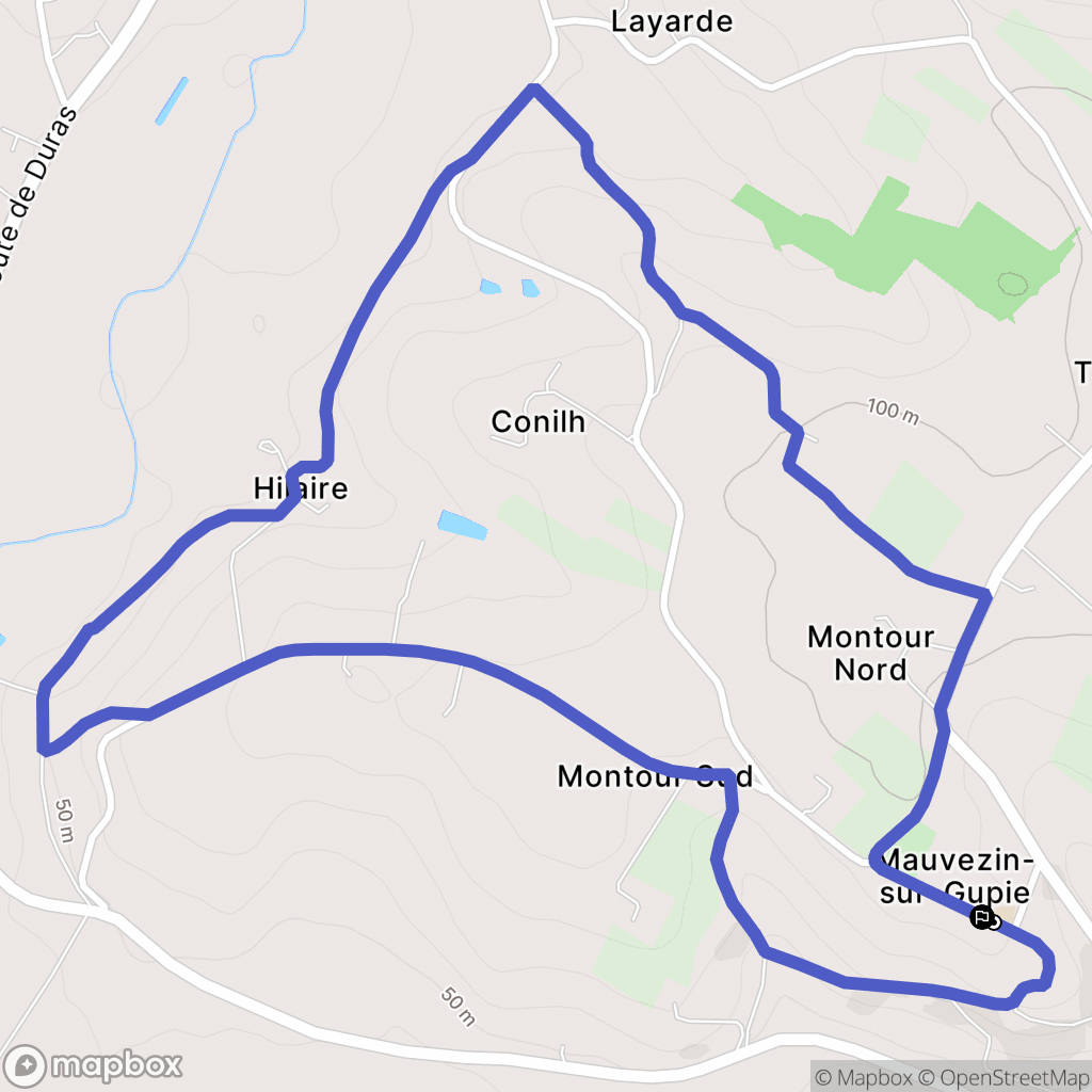 Mauvezin-sur-Gupie : carte du parcours de randonnée - France