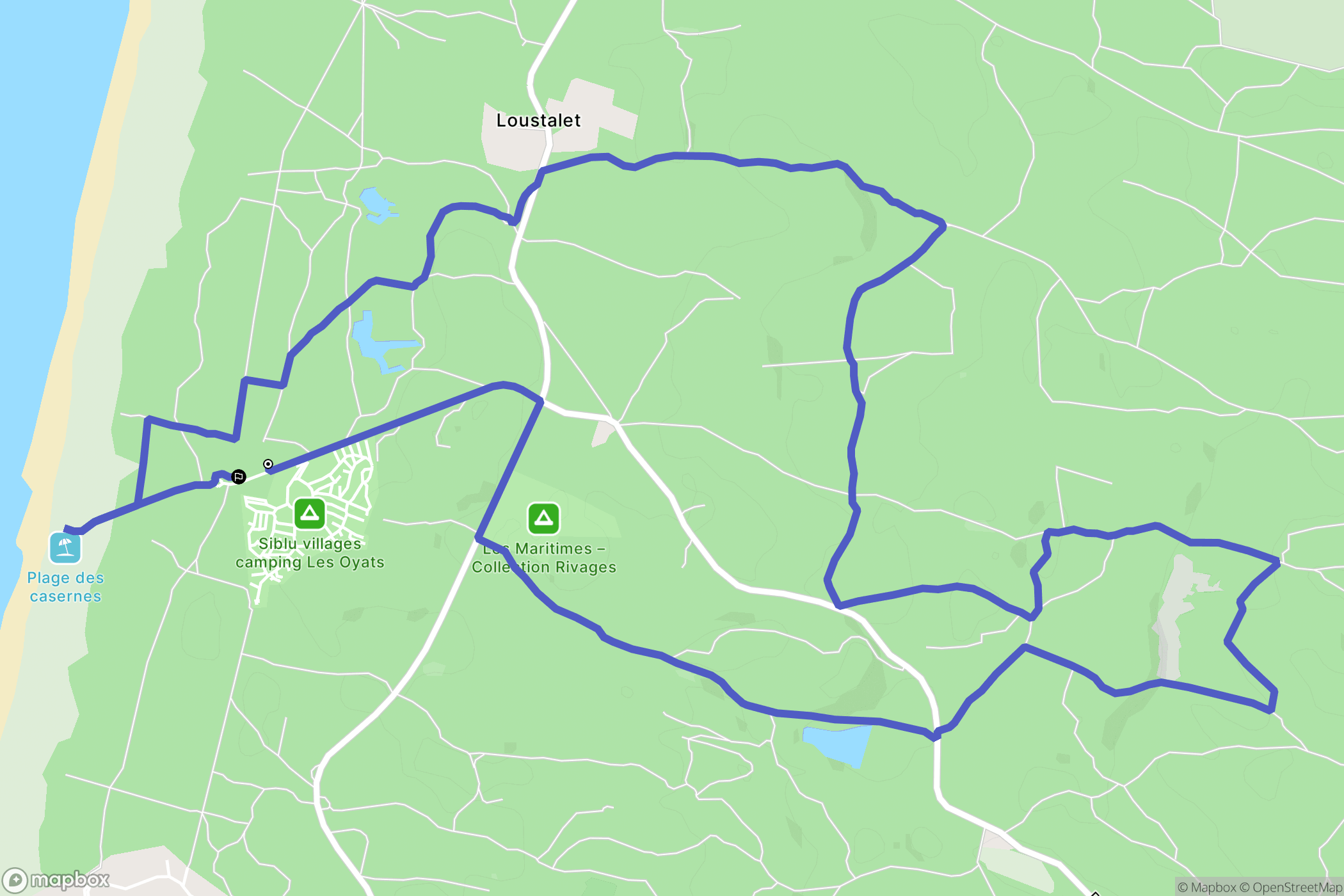Seignosse : carte du parcours de randonnée - France