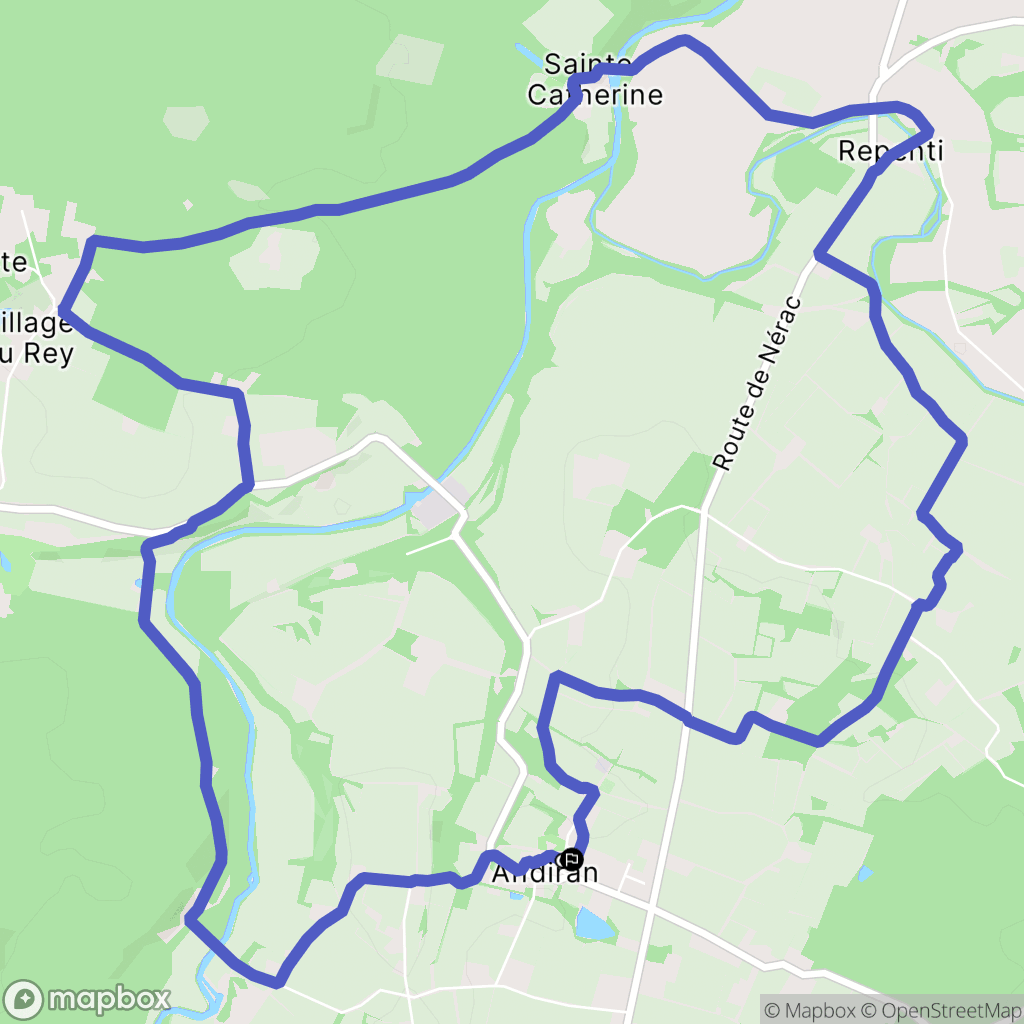 Andiran : carte du parcours de randonnée - France