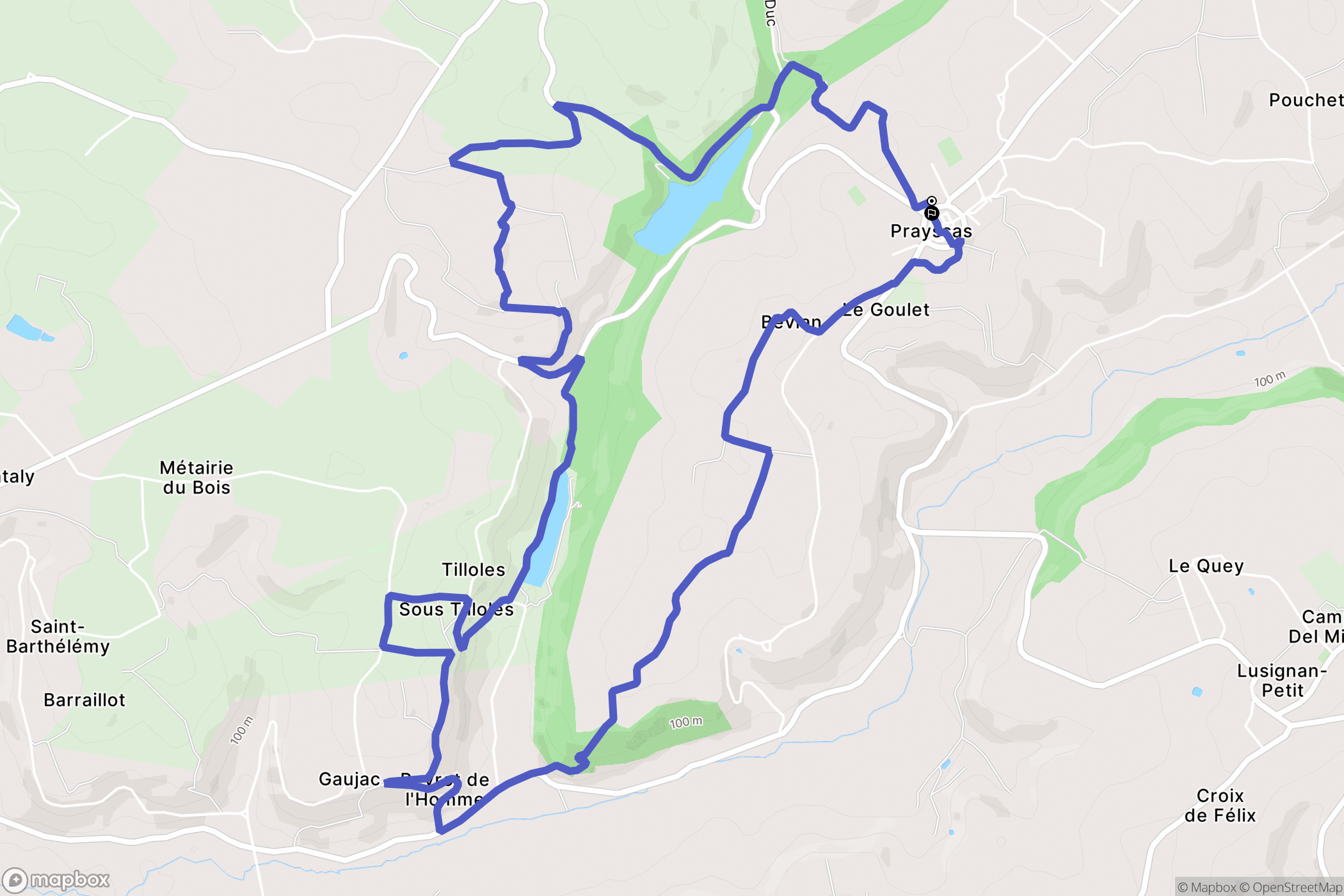 Prayssas : carte du parcours de randonnée - France