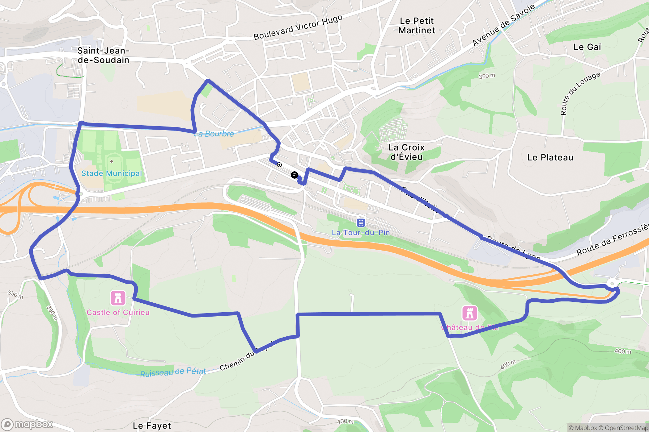La Tour-du-Pin : carte du parcours de randonnée - France