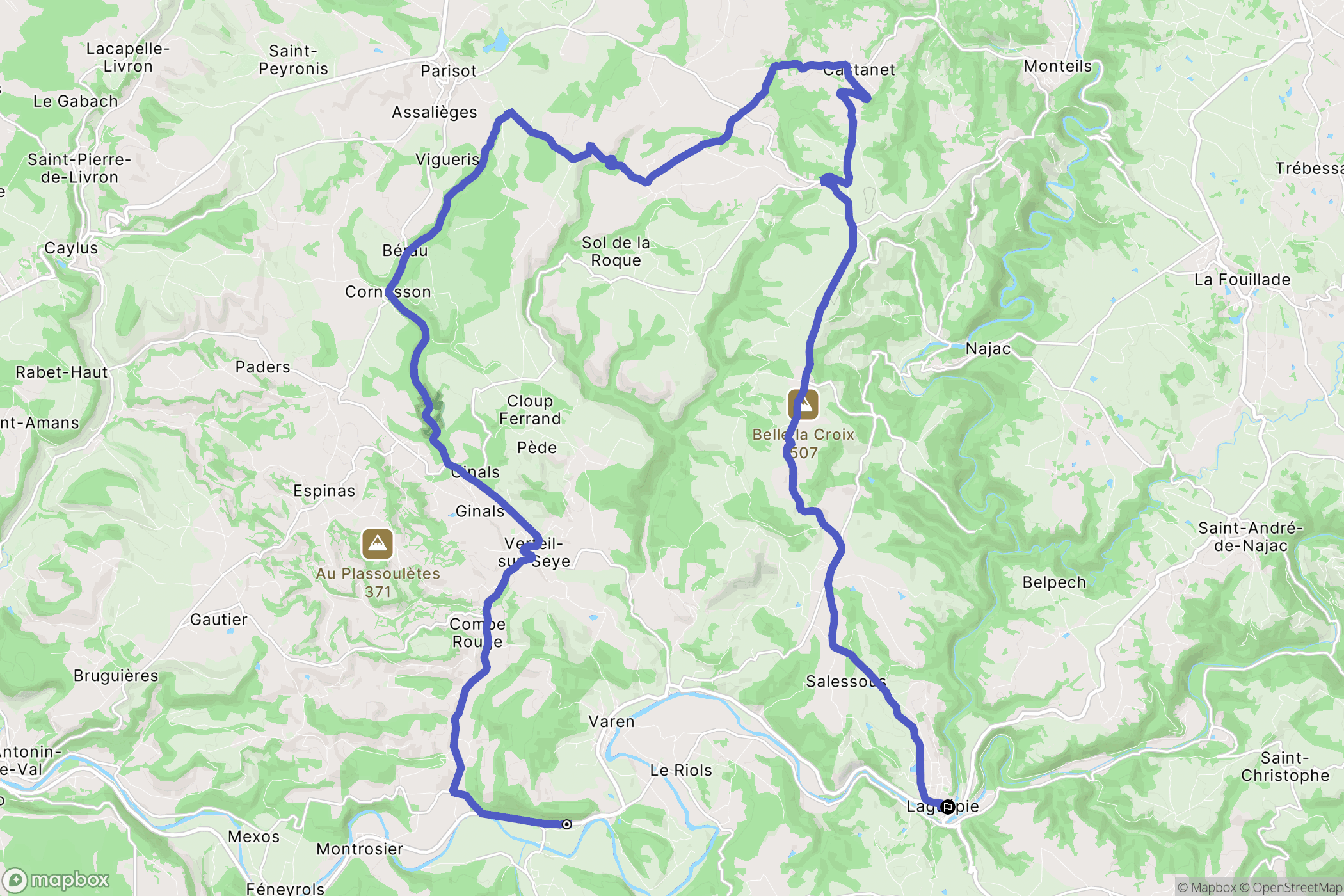 Varen : carte du parcours de randonnée - France
