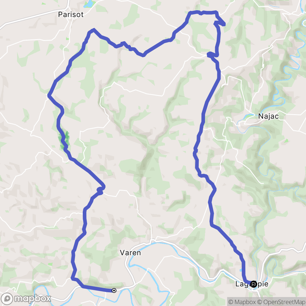 Varen : carte du parcours de randonnée - France