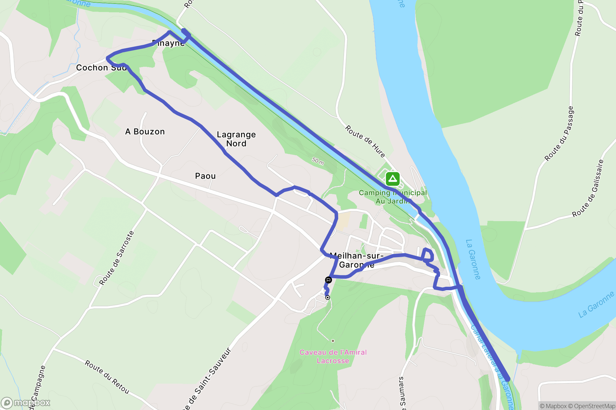 Meilhan-sur-Garonne : carte du parcours de randonnée - France