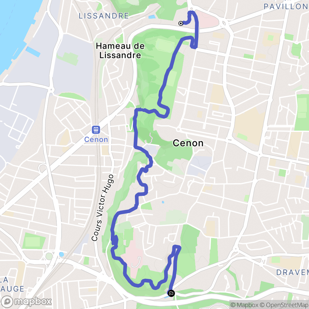 Cenon : carte du parcours de randonnée - France