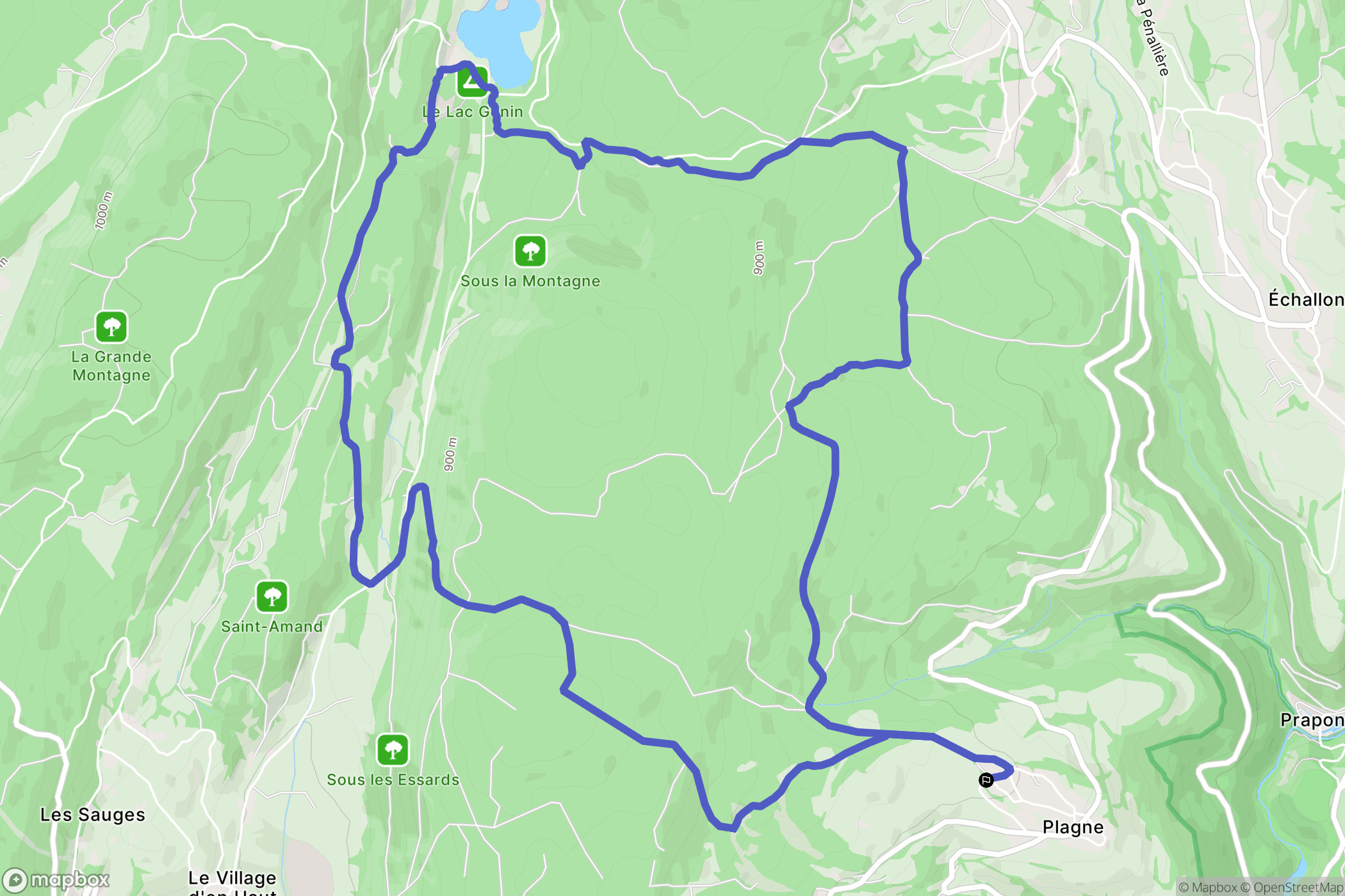 Plagne : carte du parcours de randonnée - France