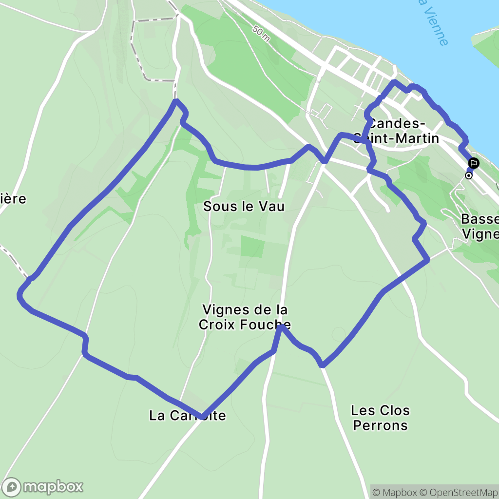Candes-Saint-Martin : carte du parcours de randonnée - France