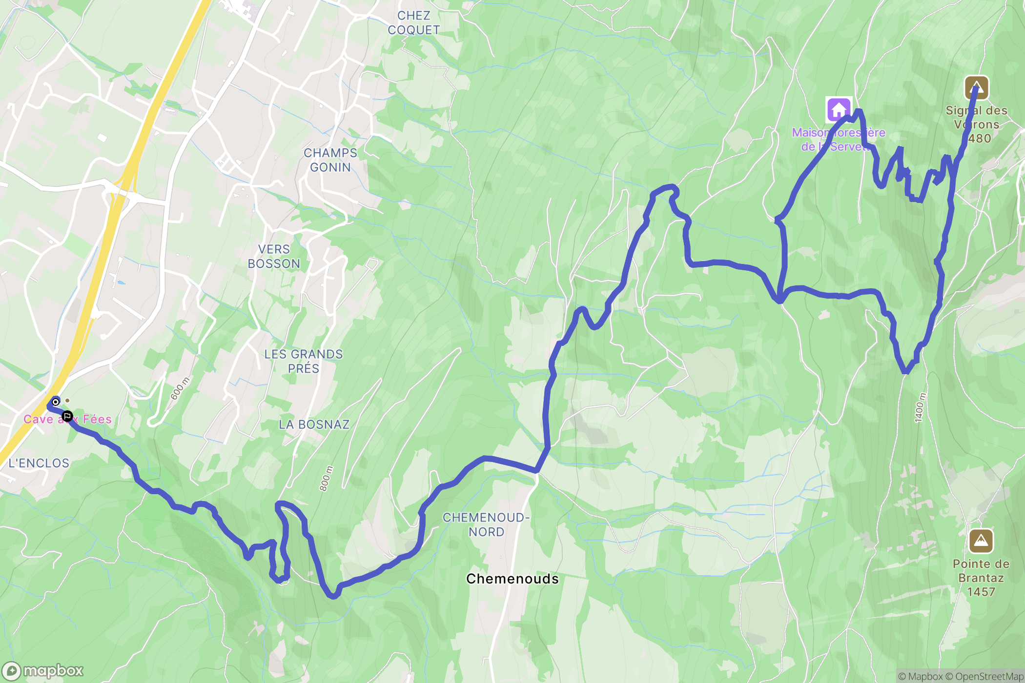 Cranves-Sales : carte du parcours de randonnée - France