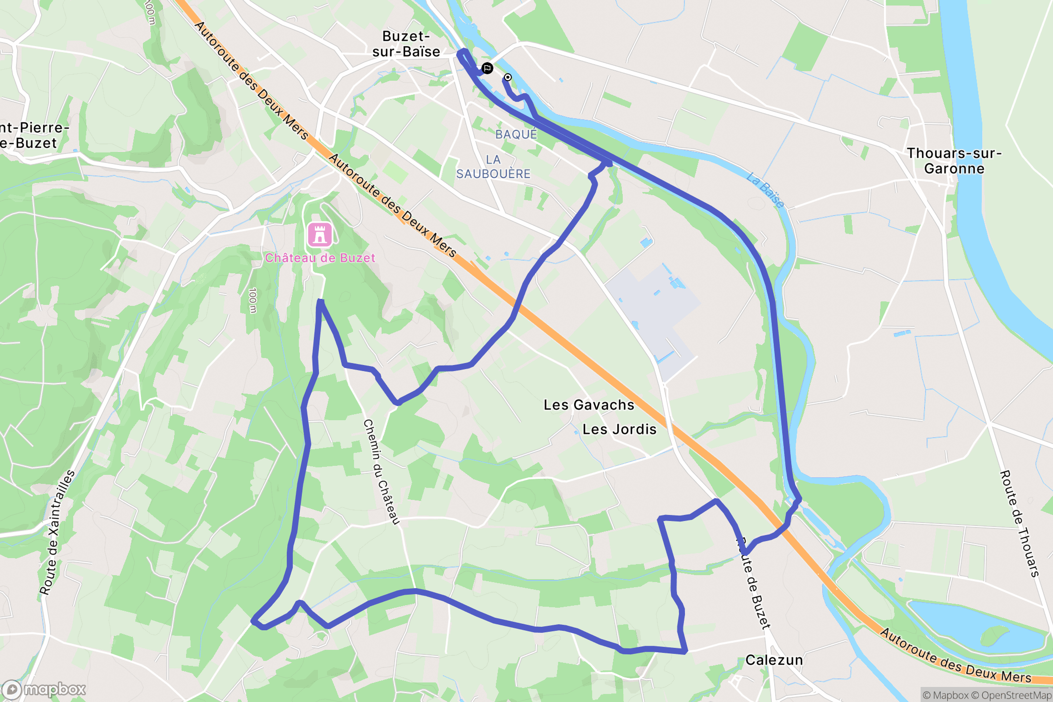 Buzet : carte du parcours de randonnée - France