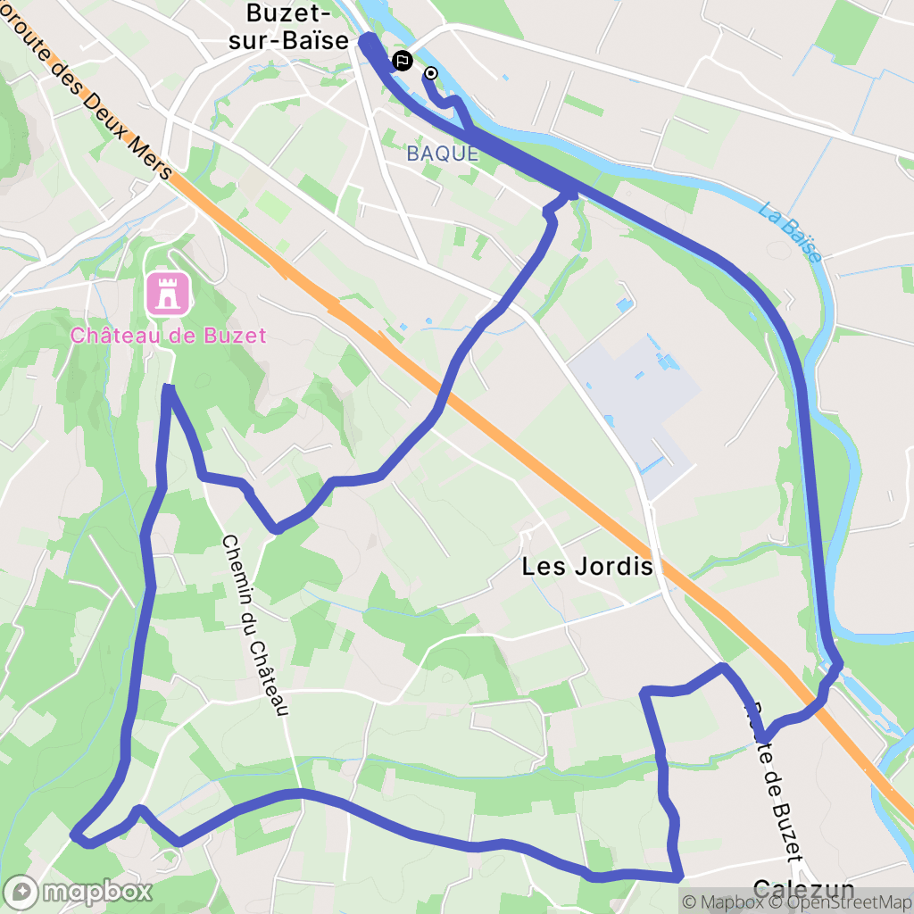 Buzet : carte du parcours de randonnée - France