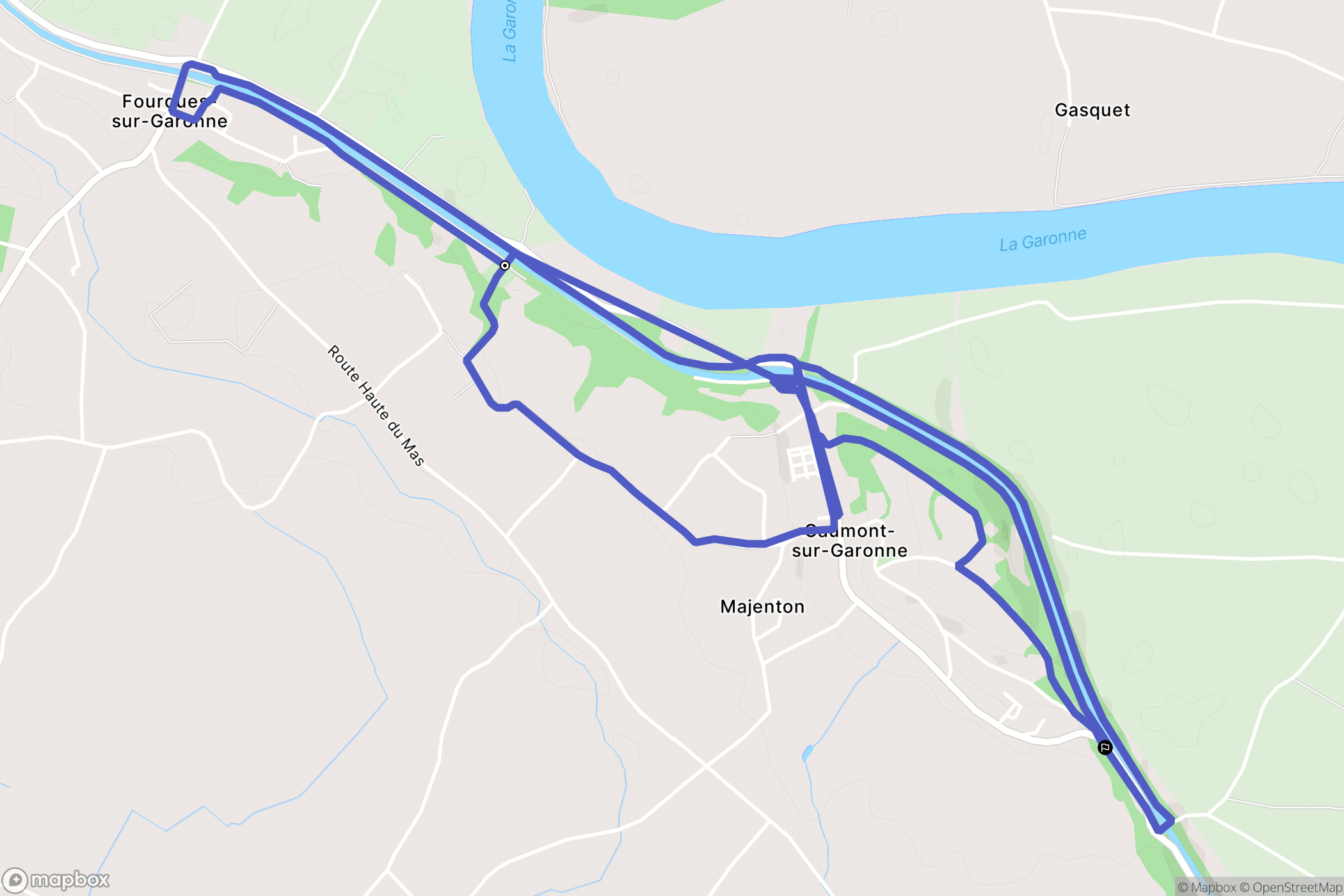 Caumont sur Garonne : carte du parcours de randonnée - France