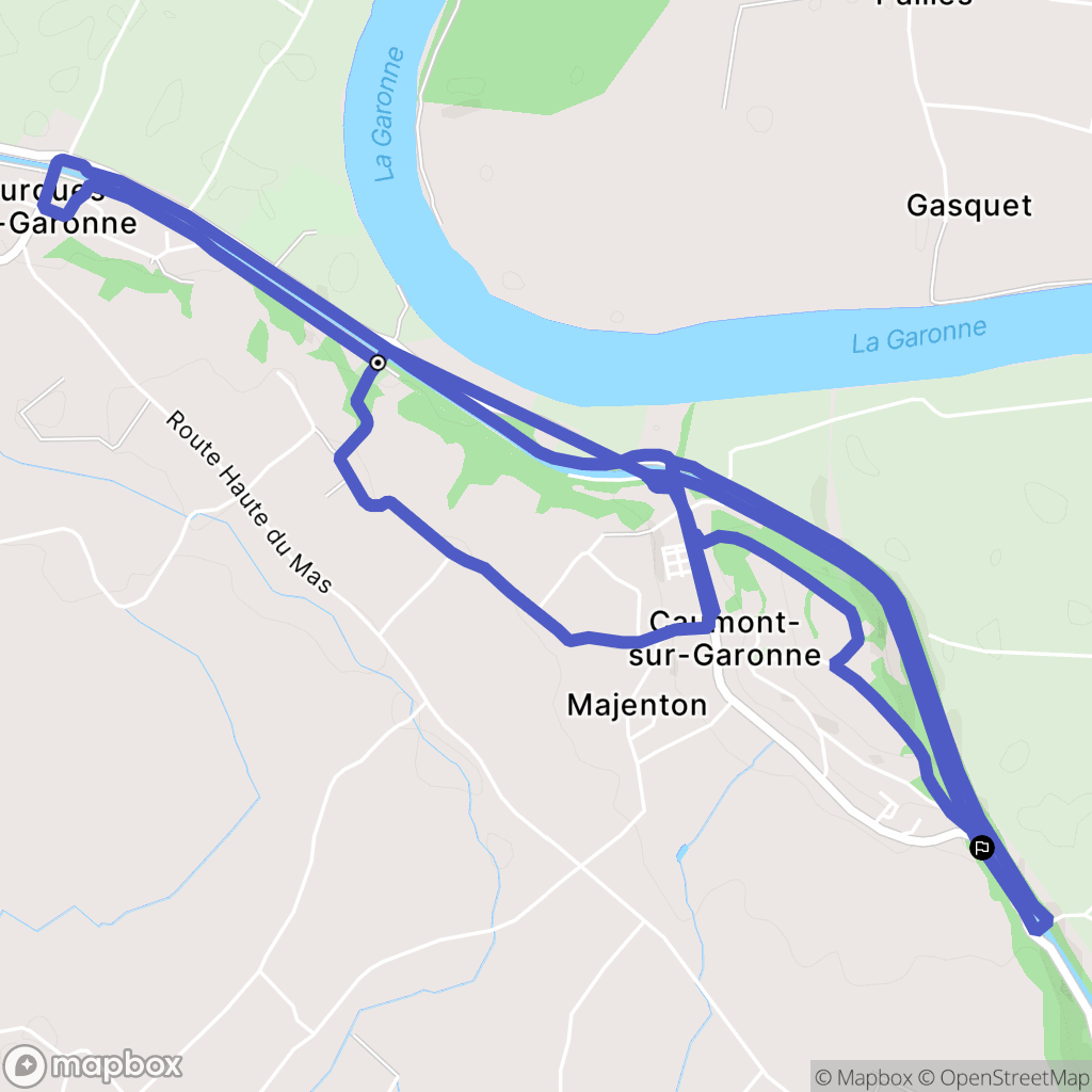 Caumont sur Garonne : carte du parcours de randonnée - France