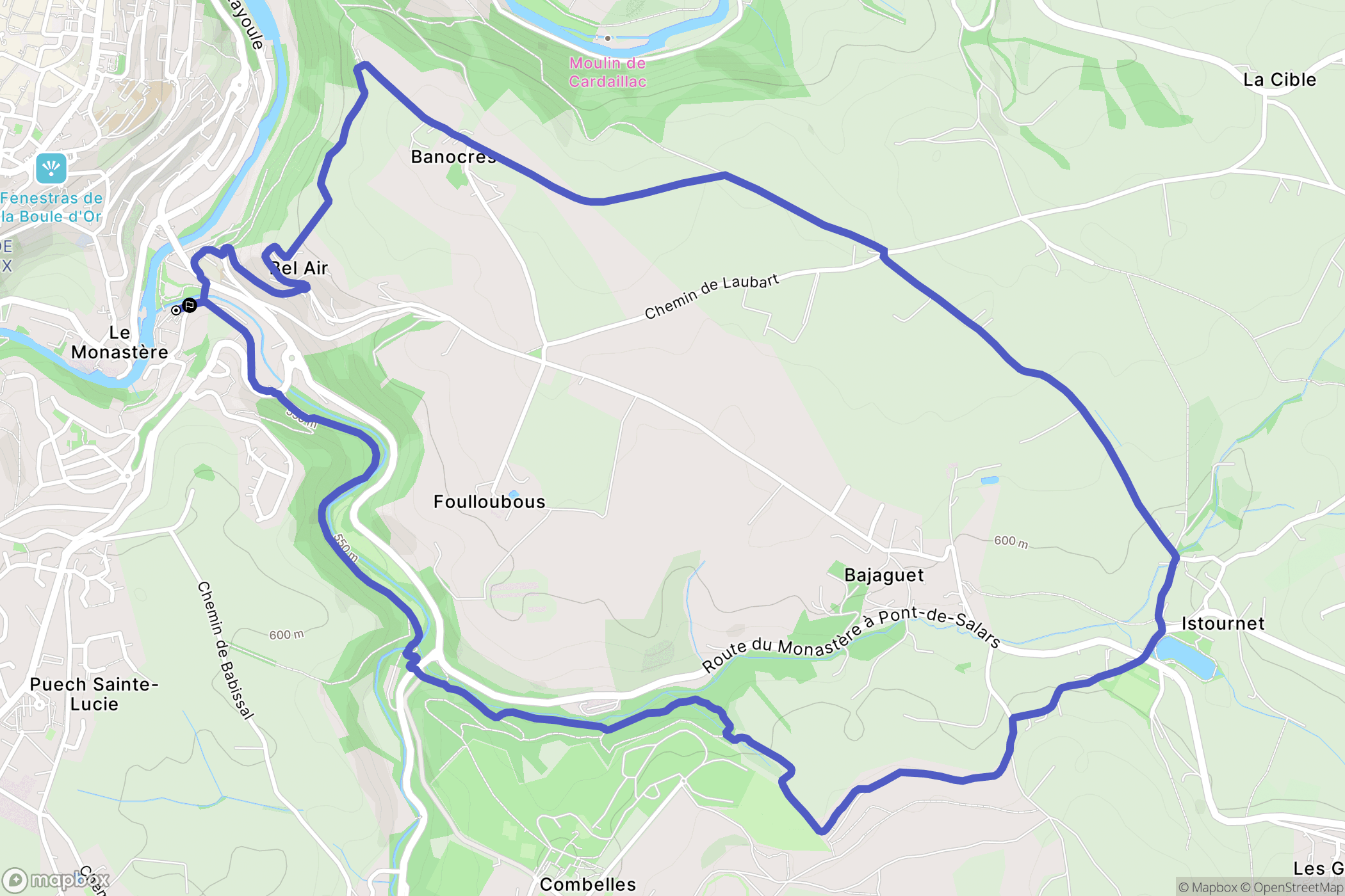 Le Monastère : carte du parcours de randonnée - France