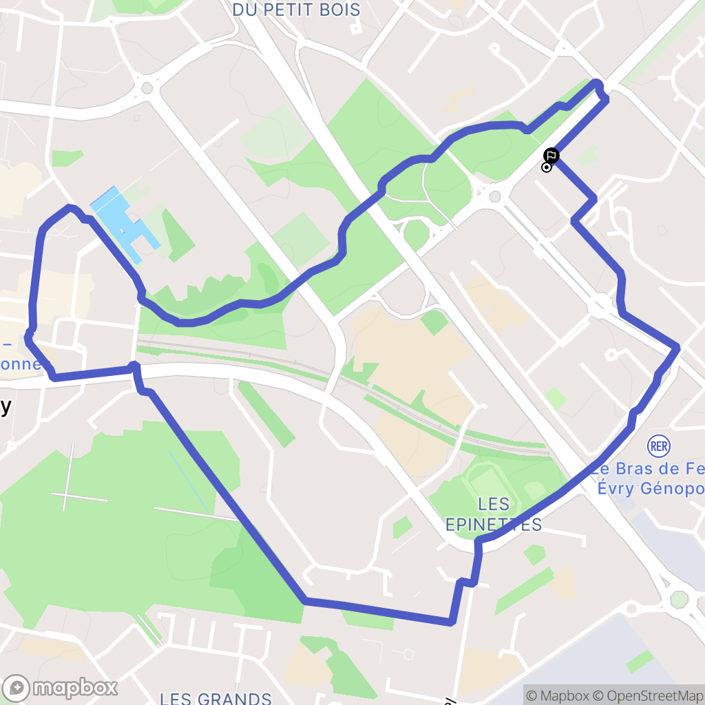 Évry-Courcouronnes : carte du parcours de randonnée - France