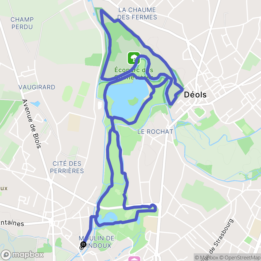 Châteauroux : carte du parcours de randonnée - France