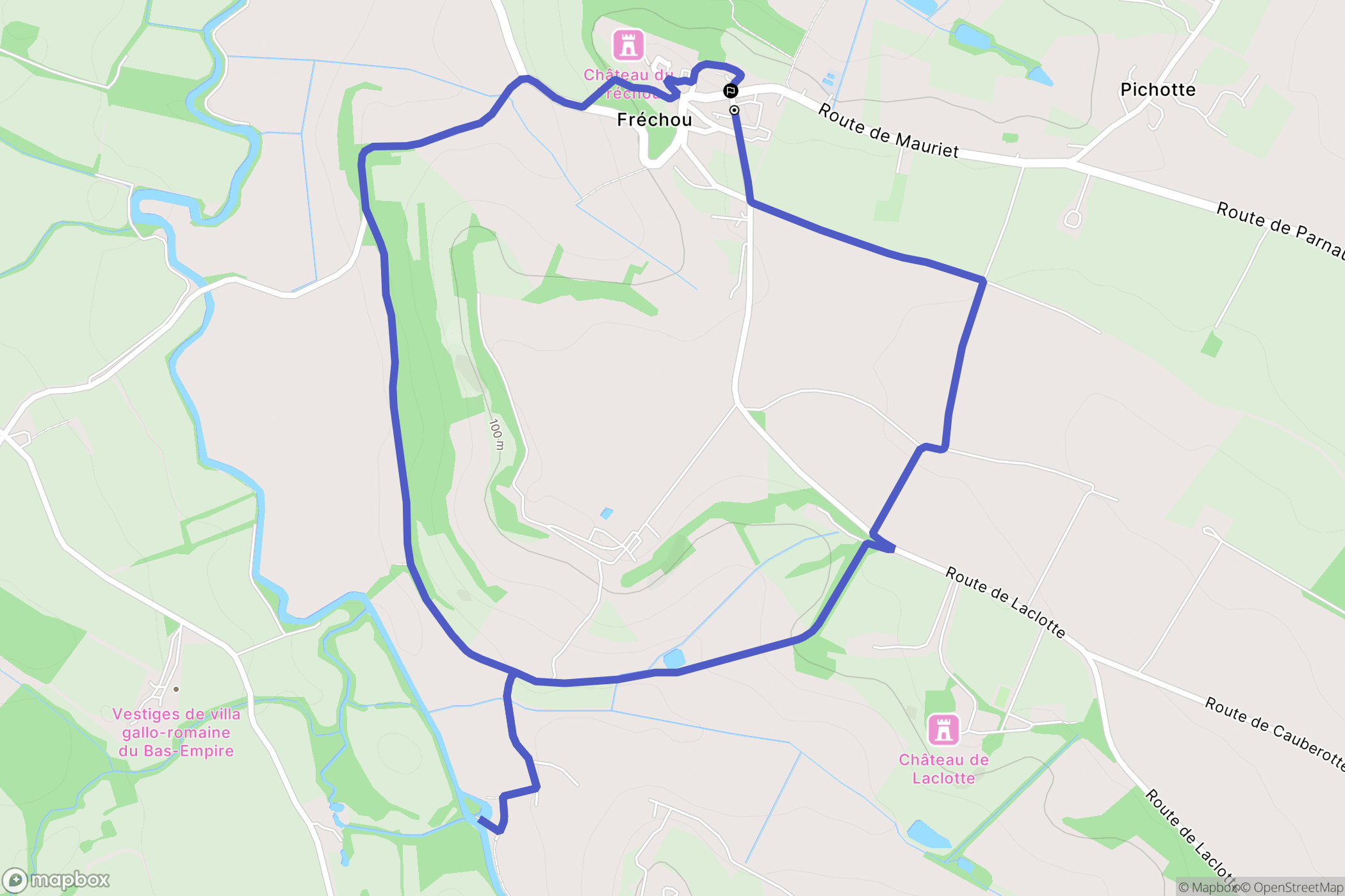 Fréchou : carte du parcours de randonnée - France