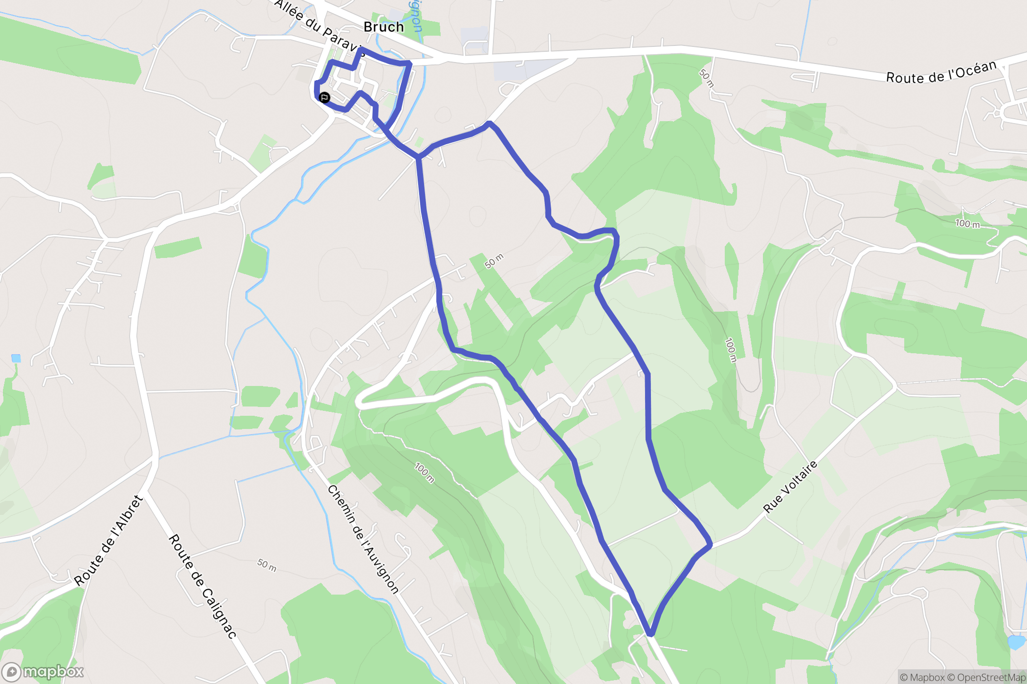 Bruch : carte du parcours de randonnée - France