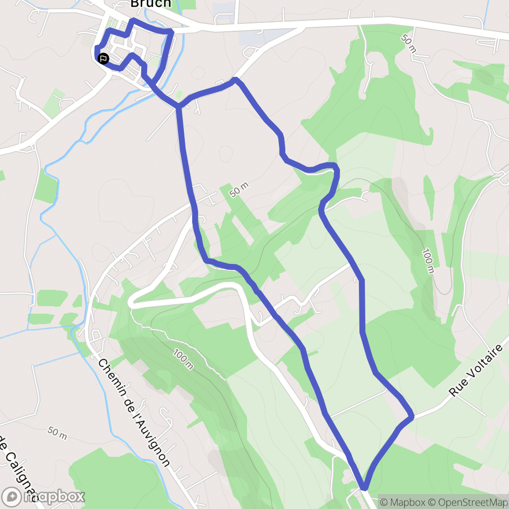 Bruch : carte du parcours de randonnée - France