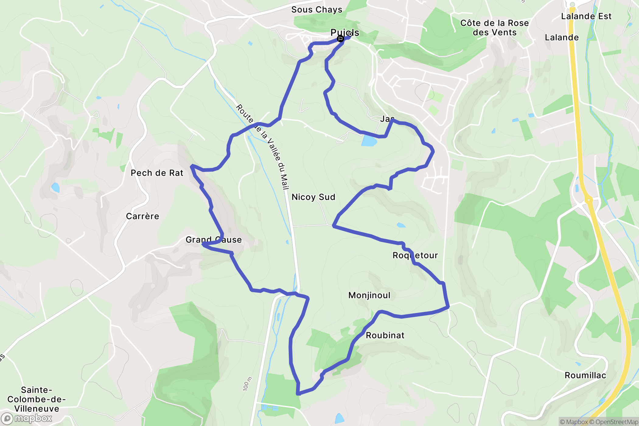 Pujols : carte du parcours de randonnée - France