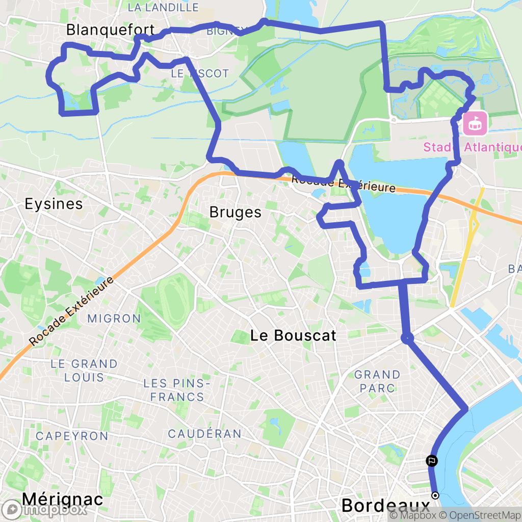 Bordeaux : carte du parcours de randonnée - France