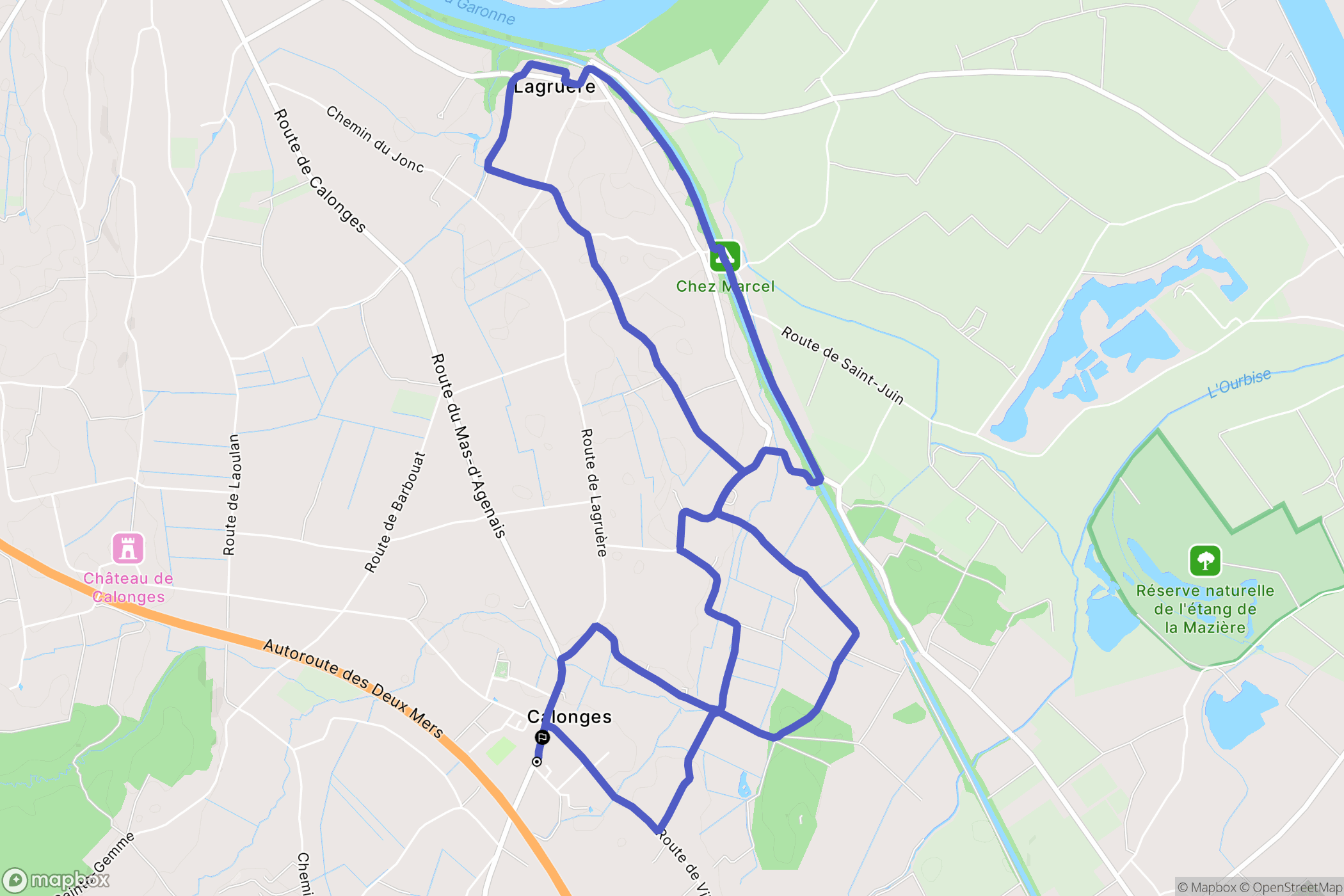 Colonges : carte du parcours de randonnée - France