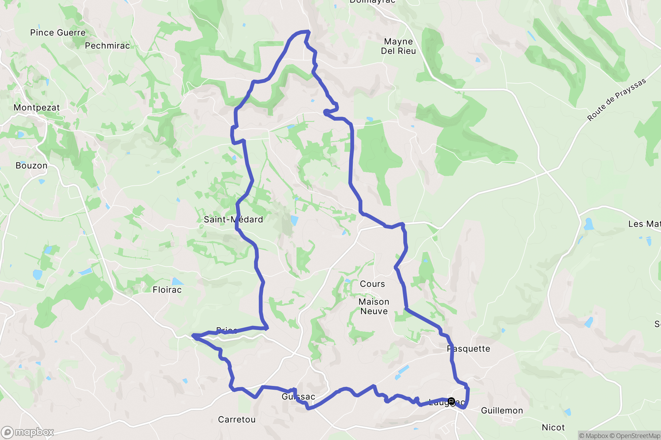 Laugnac : carte du parcours de randonnée - France