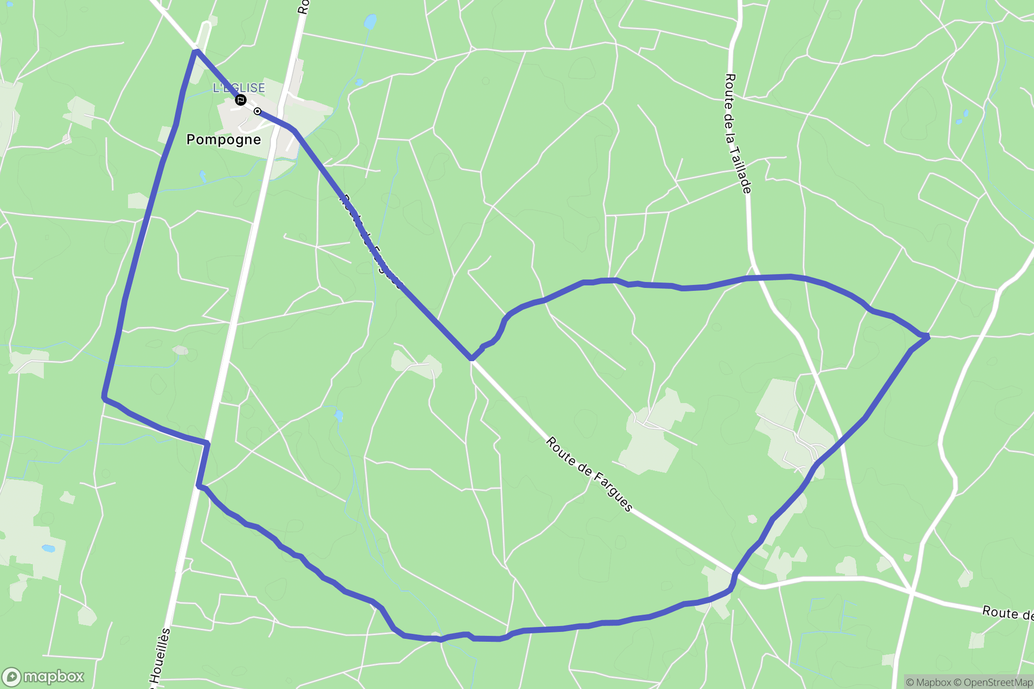 Pompogne : carte du parcours de randonnée - France
