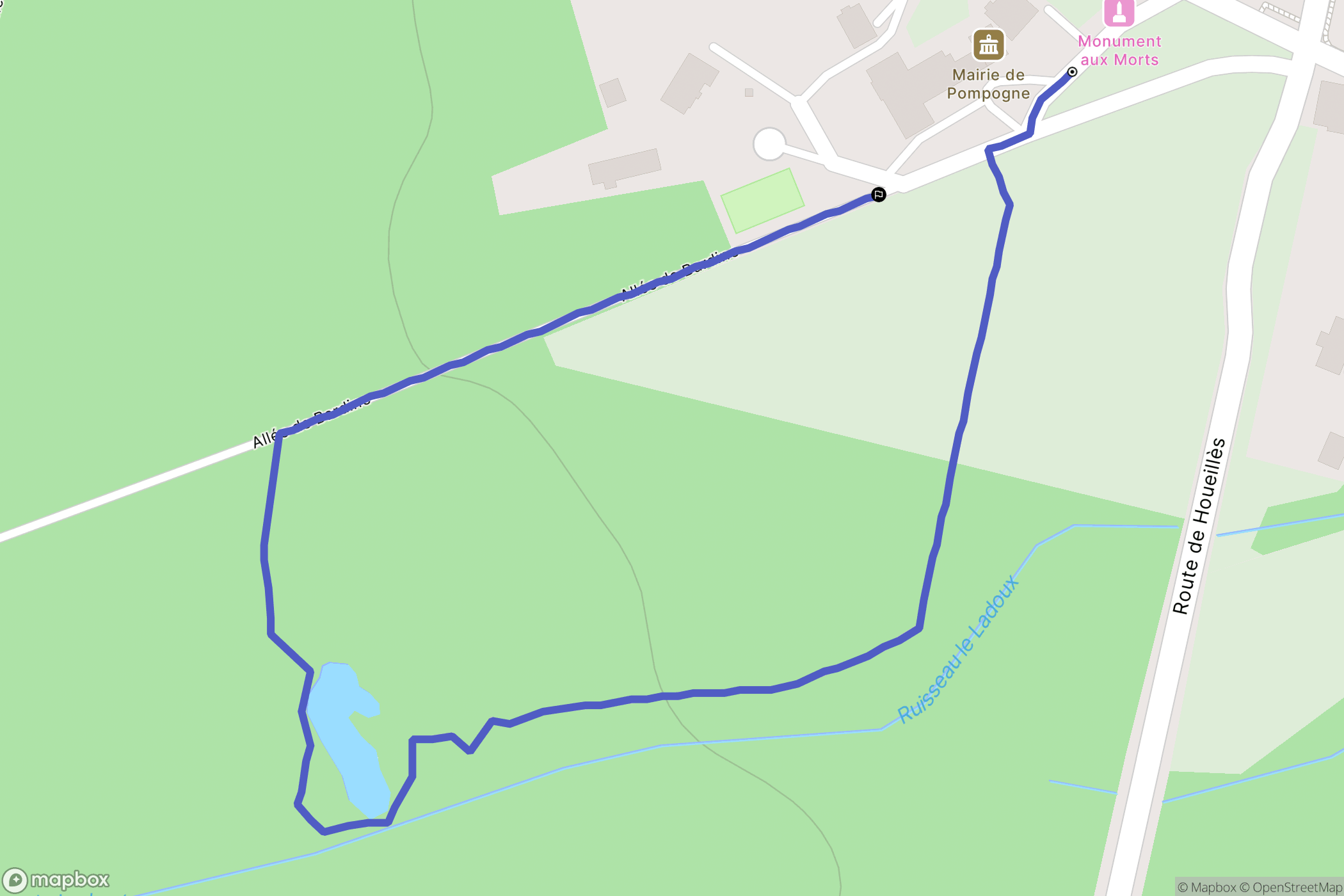 Pompogne : carte du parcours de randonnée - France