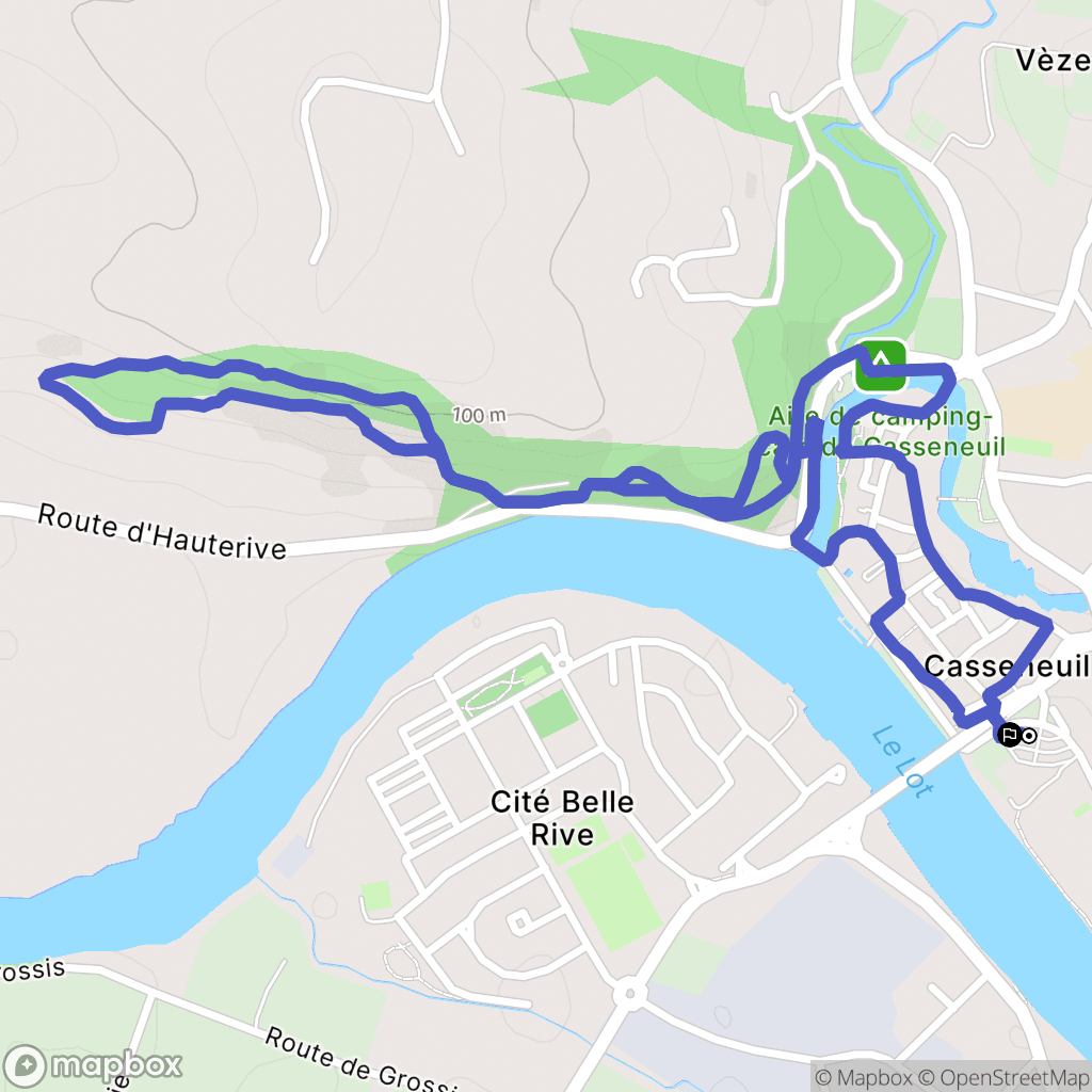 Casseneuil : carte du parcours de randonnée - France