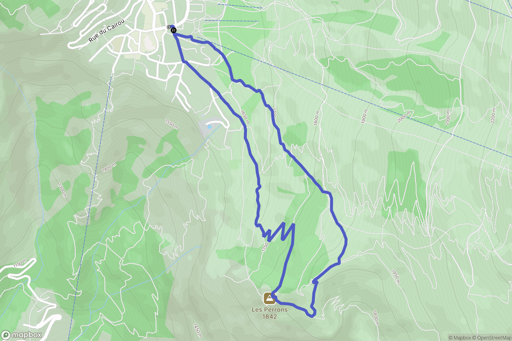 Les Deux Alpes : carte du parcours de randonnée - France