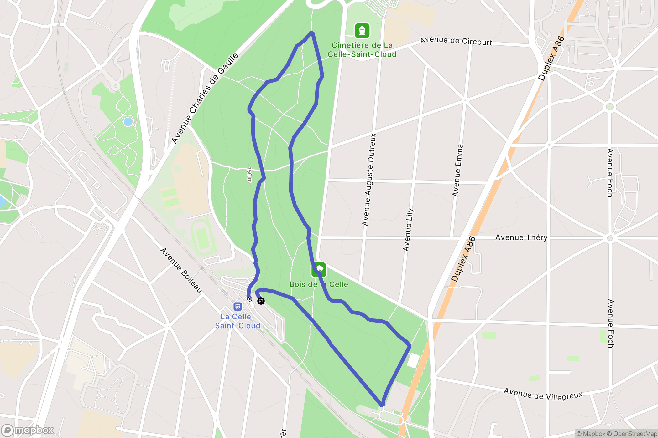 La Celle-Saint-Cloud : carte du parcours de randonnée - France