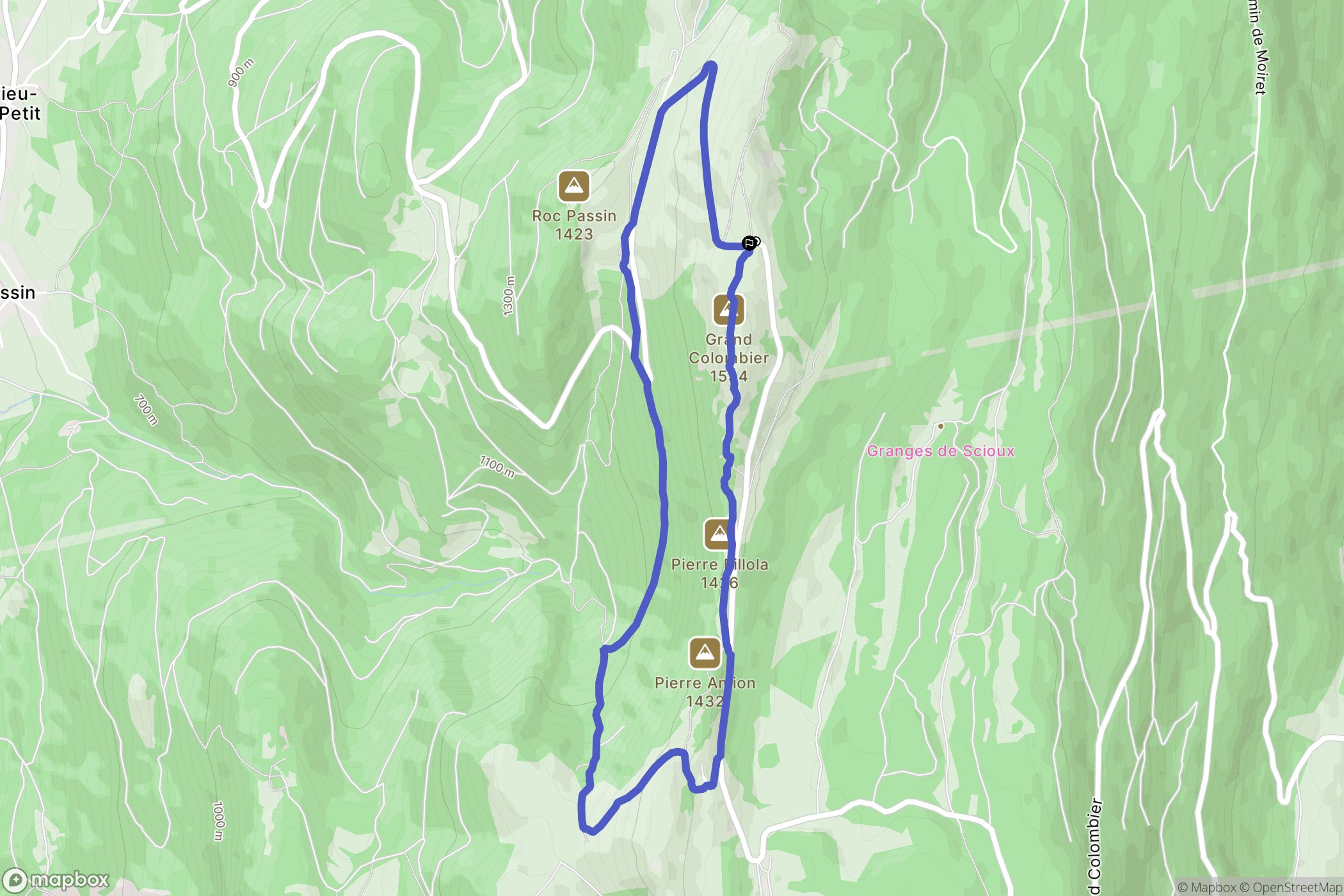 Anglefort : carte du parcours de randonnée - France