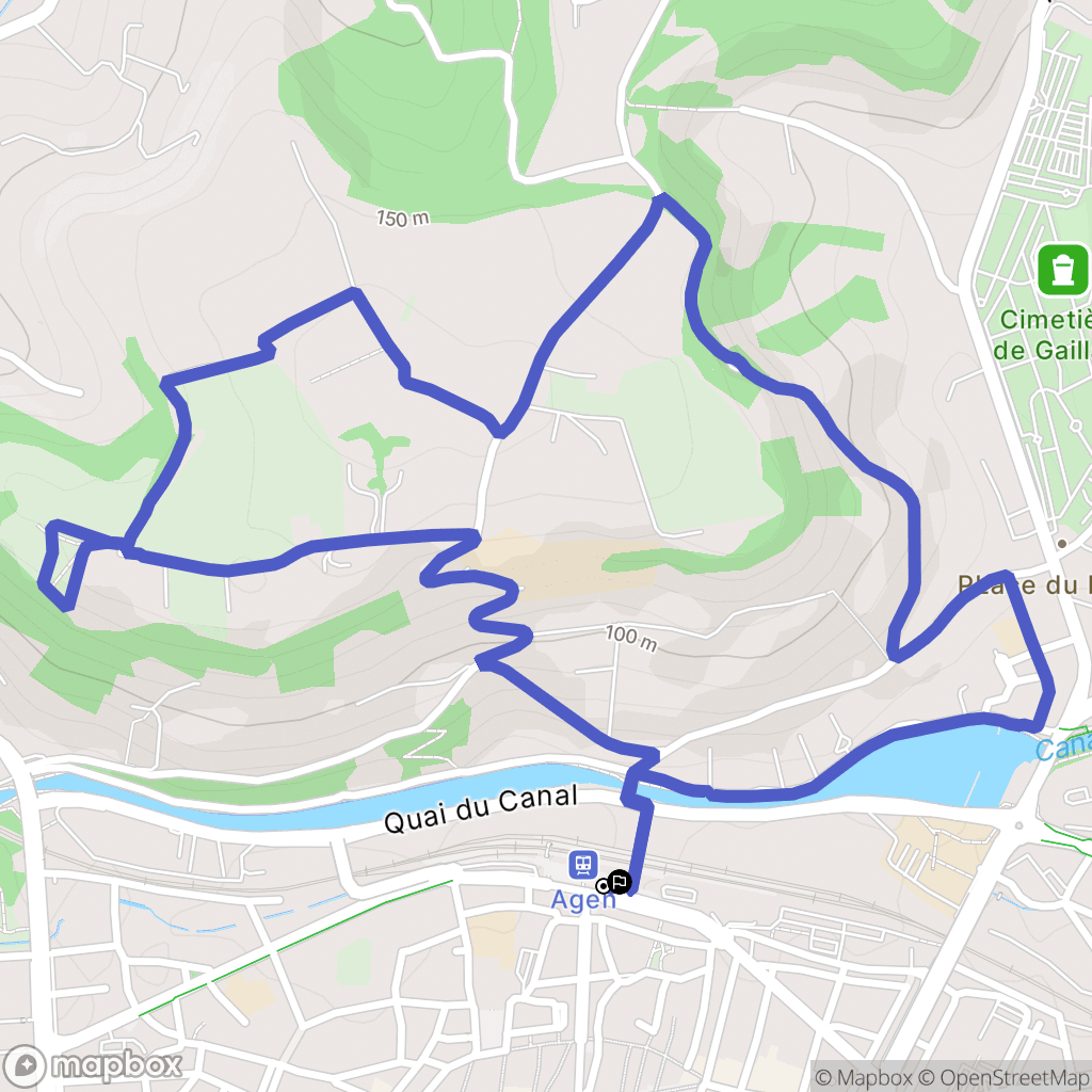 Agen : carte du parcours de randonnée - France