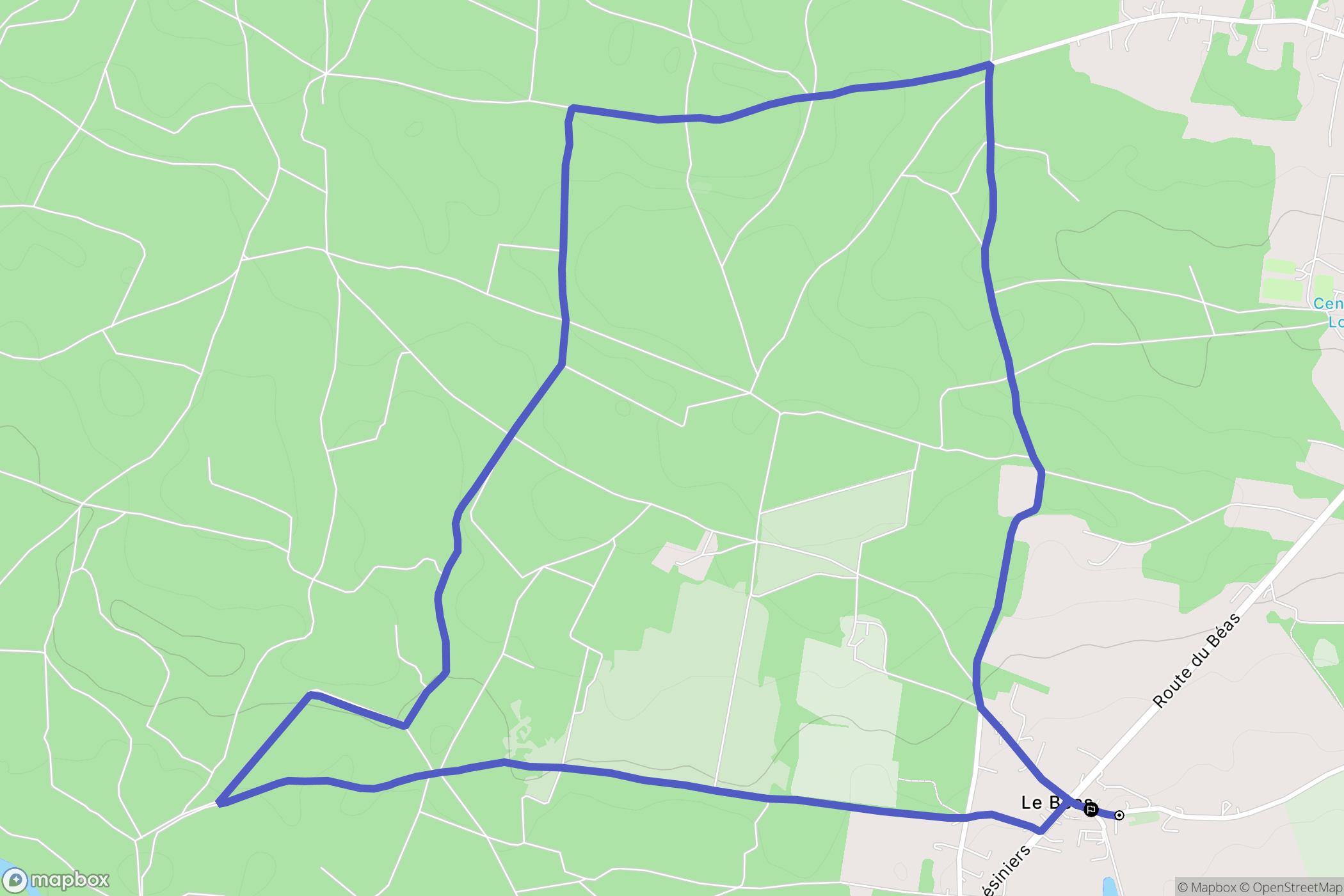 Le Béas : carte du parcours de randonnée - France