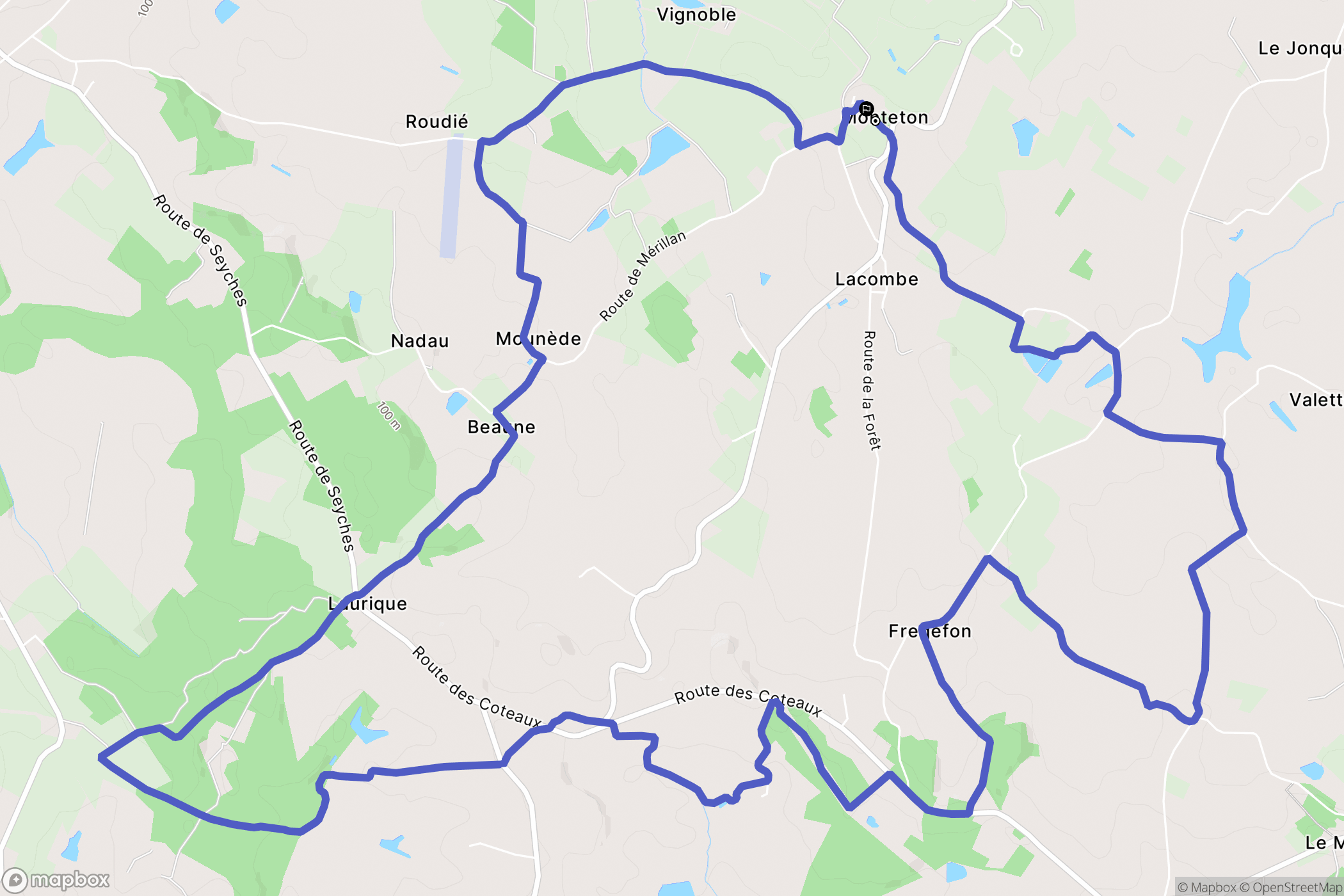 Monteton : carte du parcours de randonnée - France