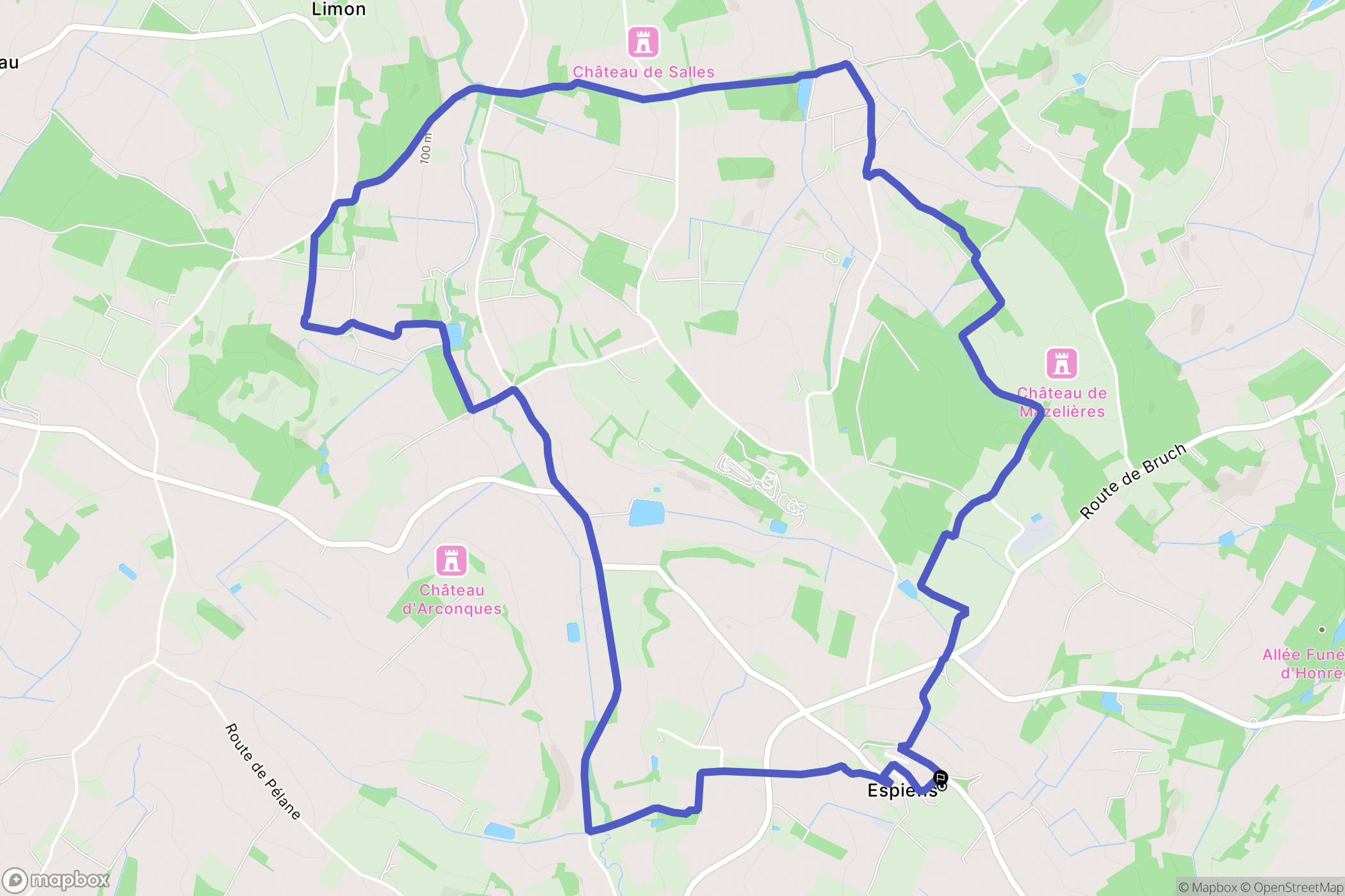 Espiens : carte du parcours de randonnée - France
