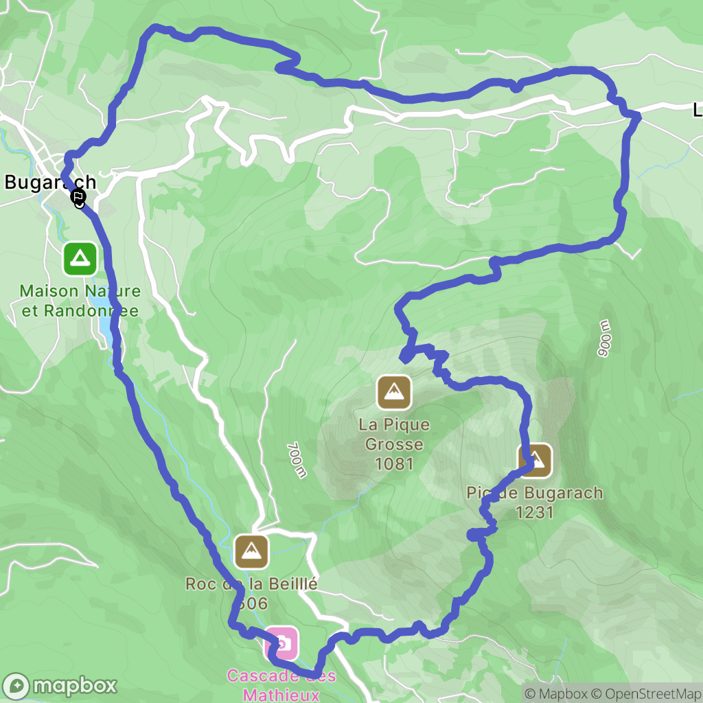 Bugarach : carte du parcours de randonnée - France