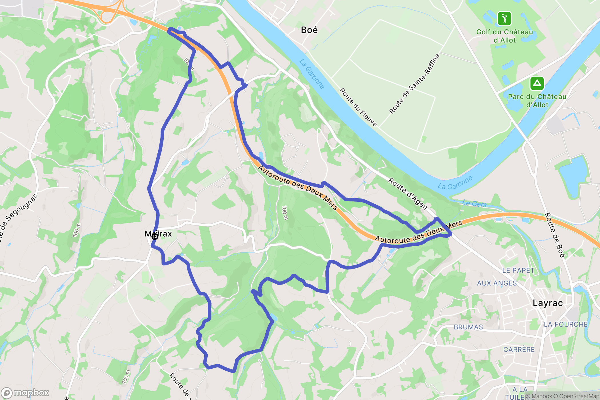 Moirax : carte du parcours de randonnée - France