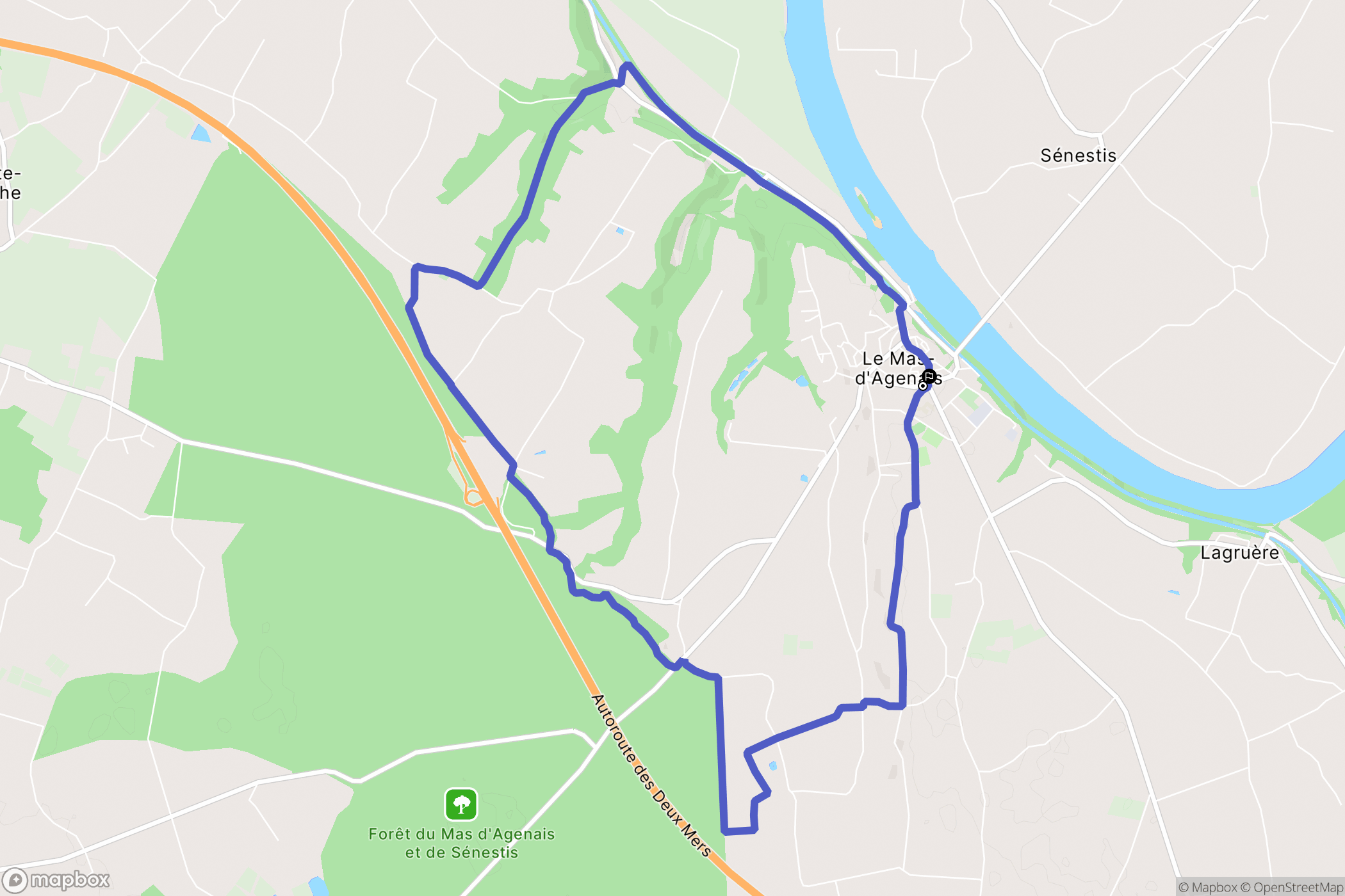 Le Mas-d'Agenais : carte du parcours de randonnée - France