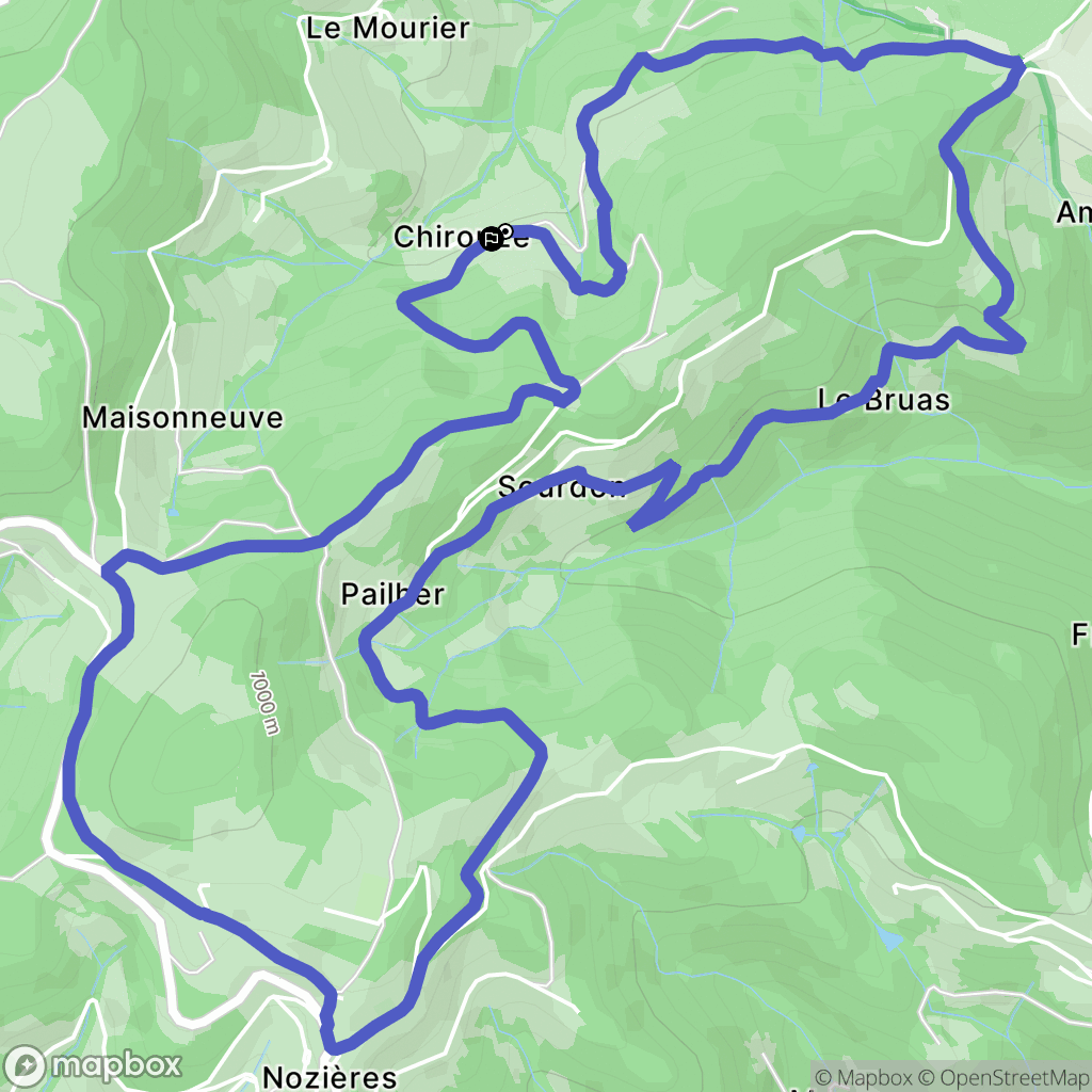 Nozières : carte du parcours de randonnée - France