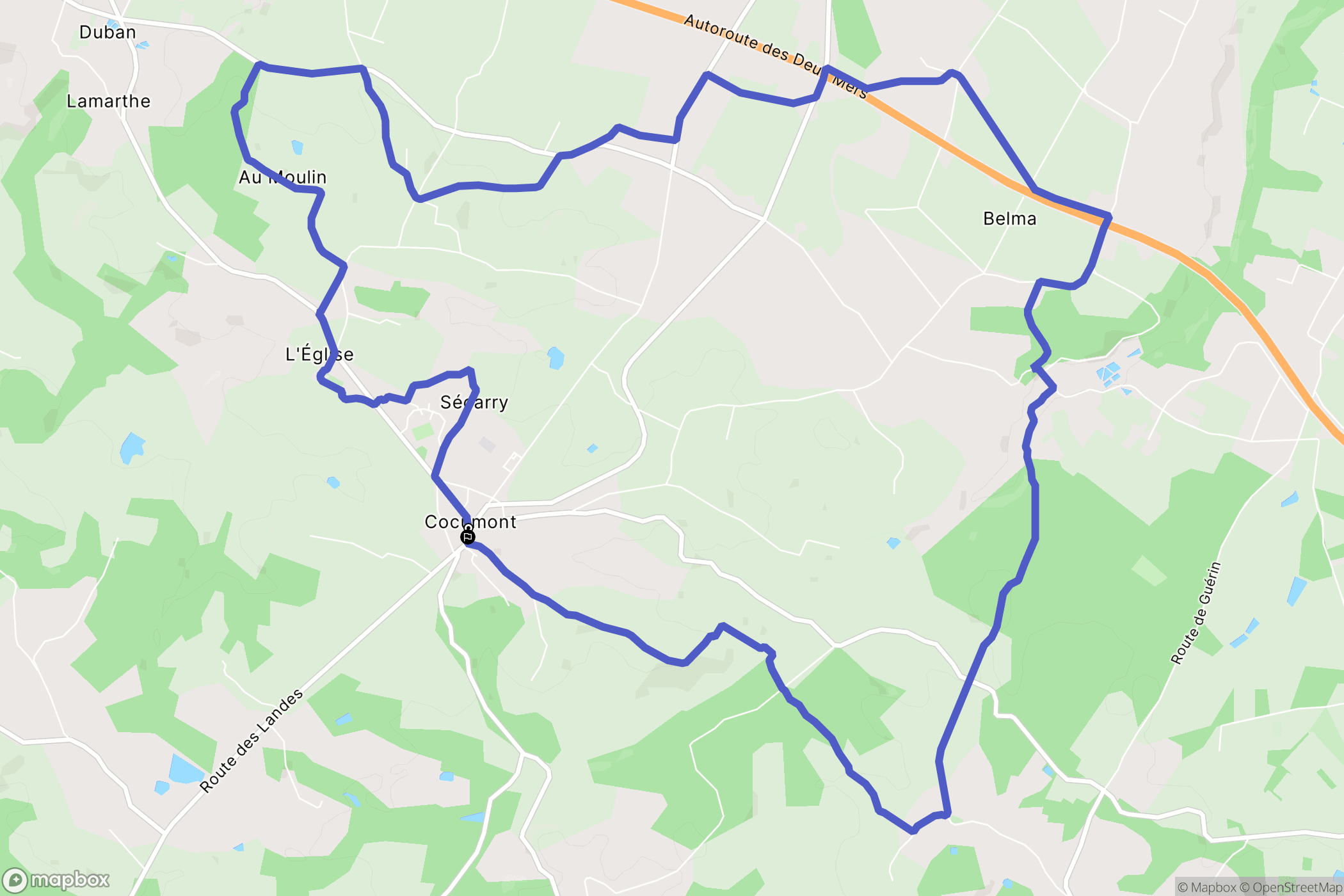 Cocumont : carte du parcours de randonnée - France