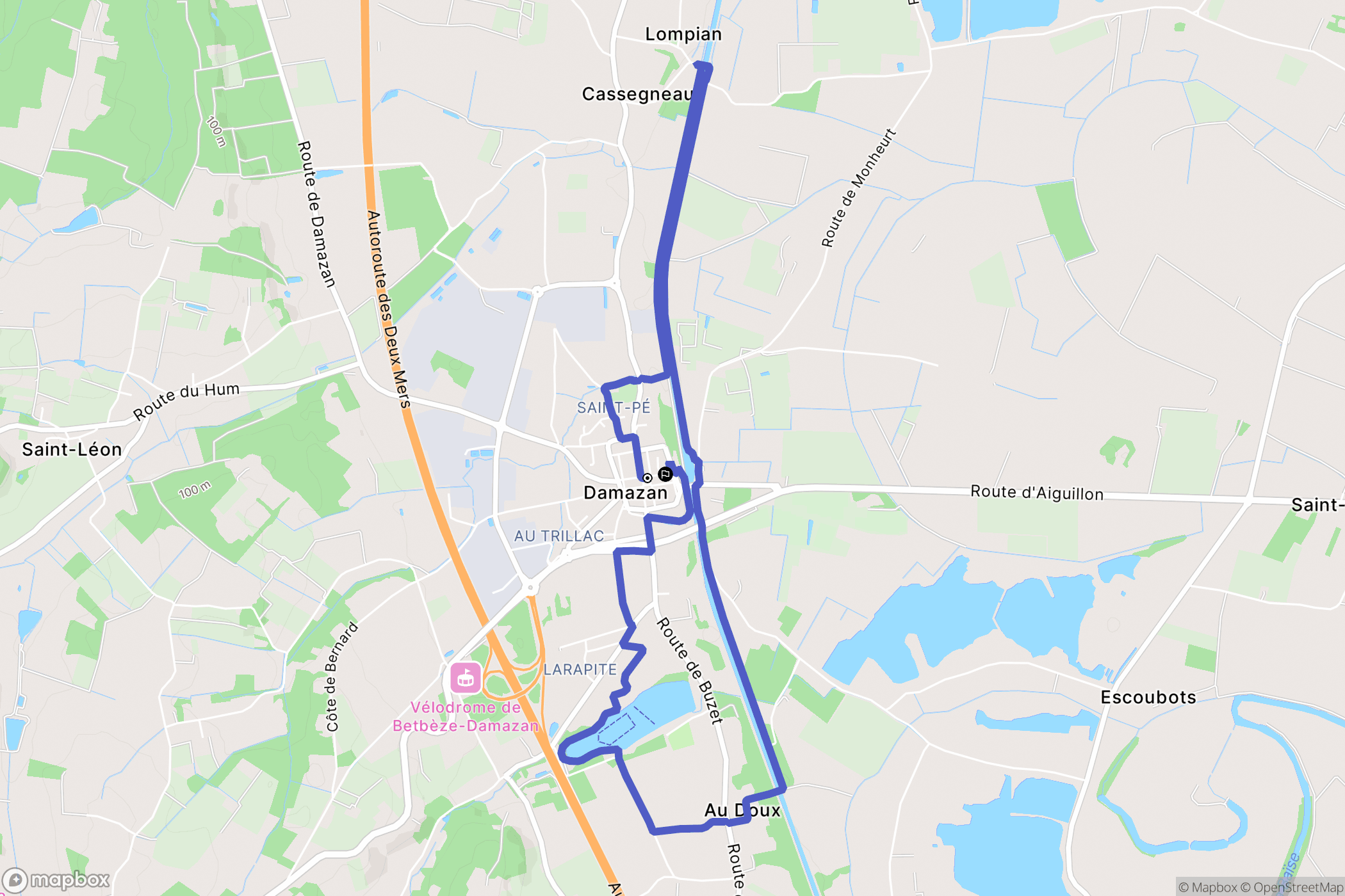 Damazan : carte du parcours de randonnée - France