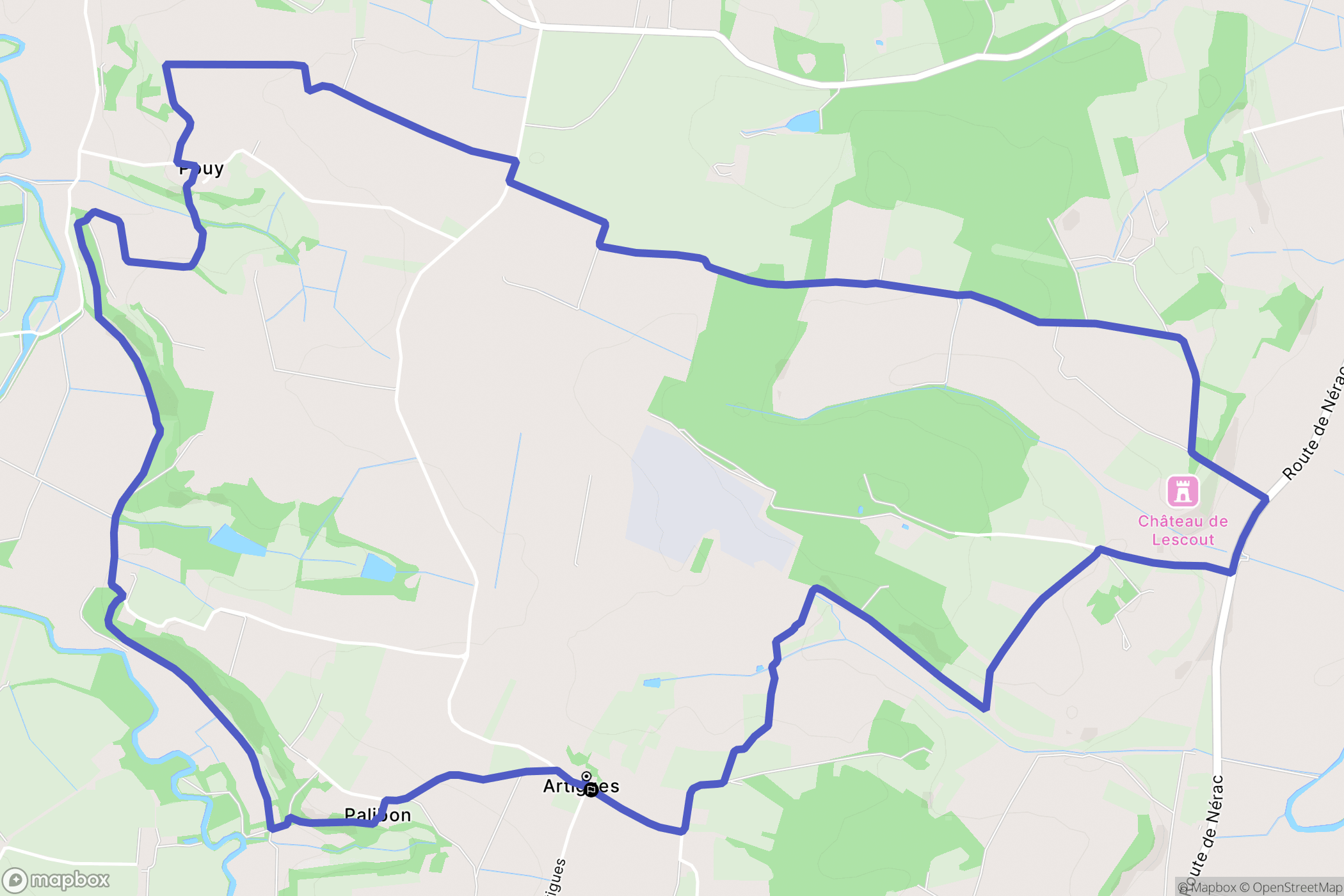 Artigues : carte du parcours de randonnée - France