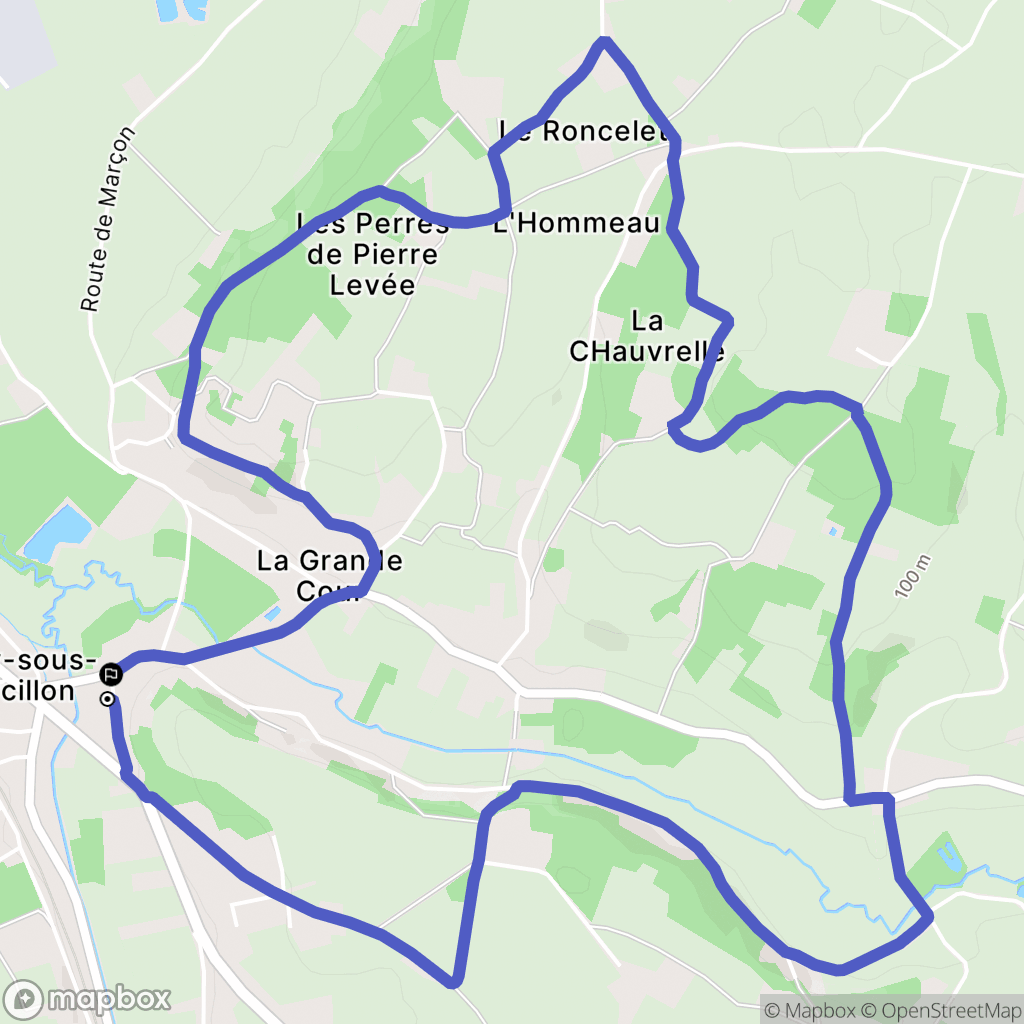 Dissay-Sous-Courcillon : carte du parcours de randonnée - France